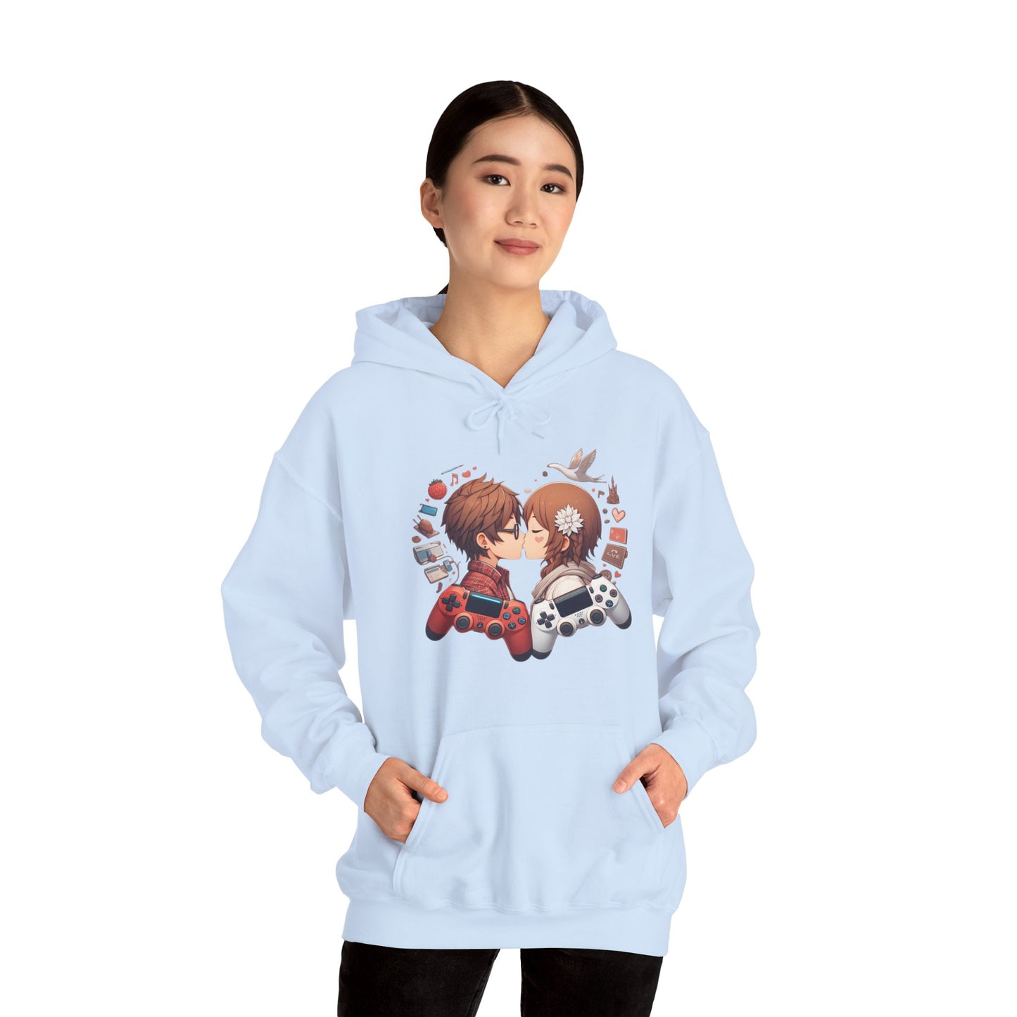 Retro Cyberpunk Gaming Couple Hoodie | Kawaii Valentine's Day Gamer Gift