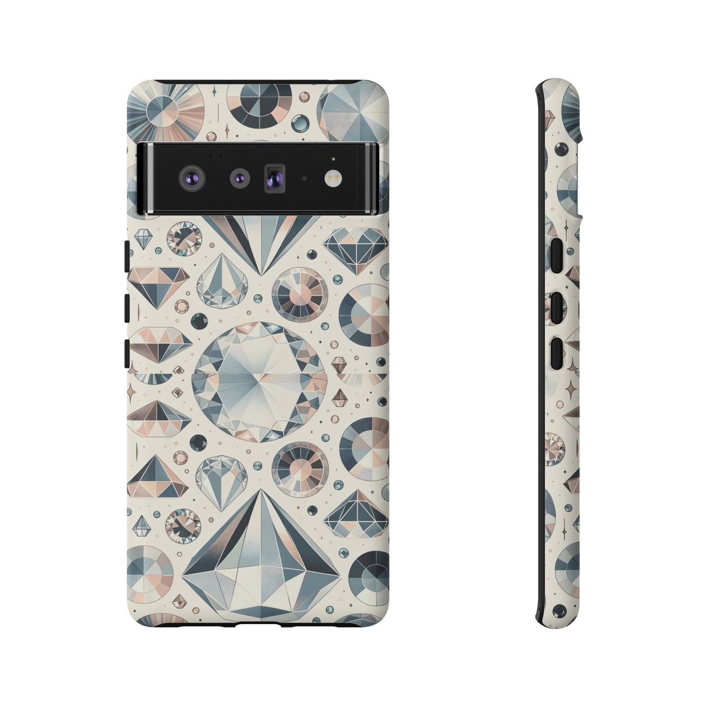 Diamond Pattern iPhone Case | Dual Layer Tough Cover | Luxury Gemstone Print | Glossy or Matte Finish | Shockproof Polycarbonate & TPU Shell
