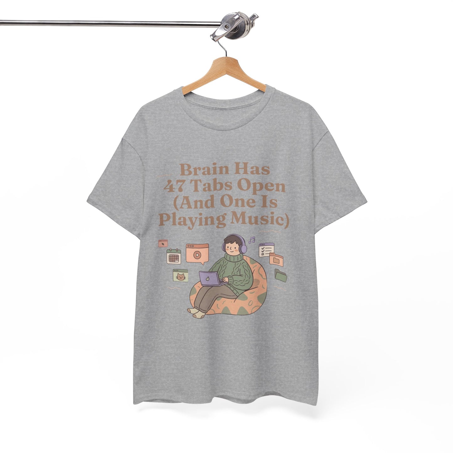 ADHD Lofi Aesthetic: 'Brain Has 47 Tabs Open (And One Is Playing Music)' Graphic Tee