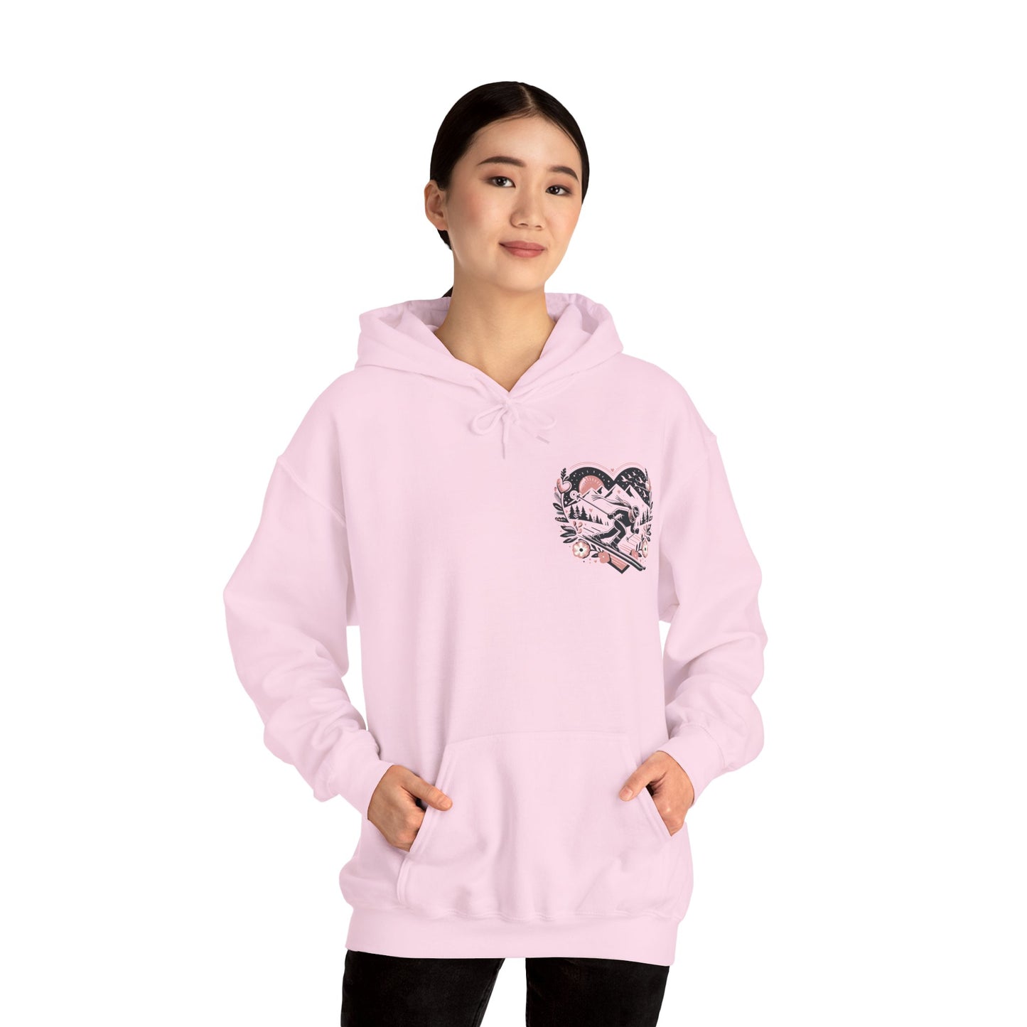 Love the Slopes" Skiing Hoodie | Mountain Heart Illustrated Sweatshirt | Après Ski & Winter Sports Gift