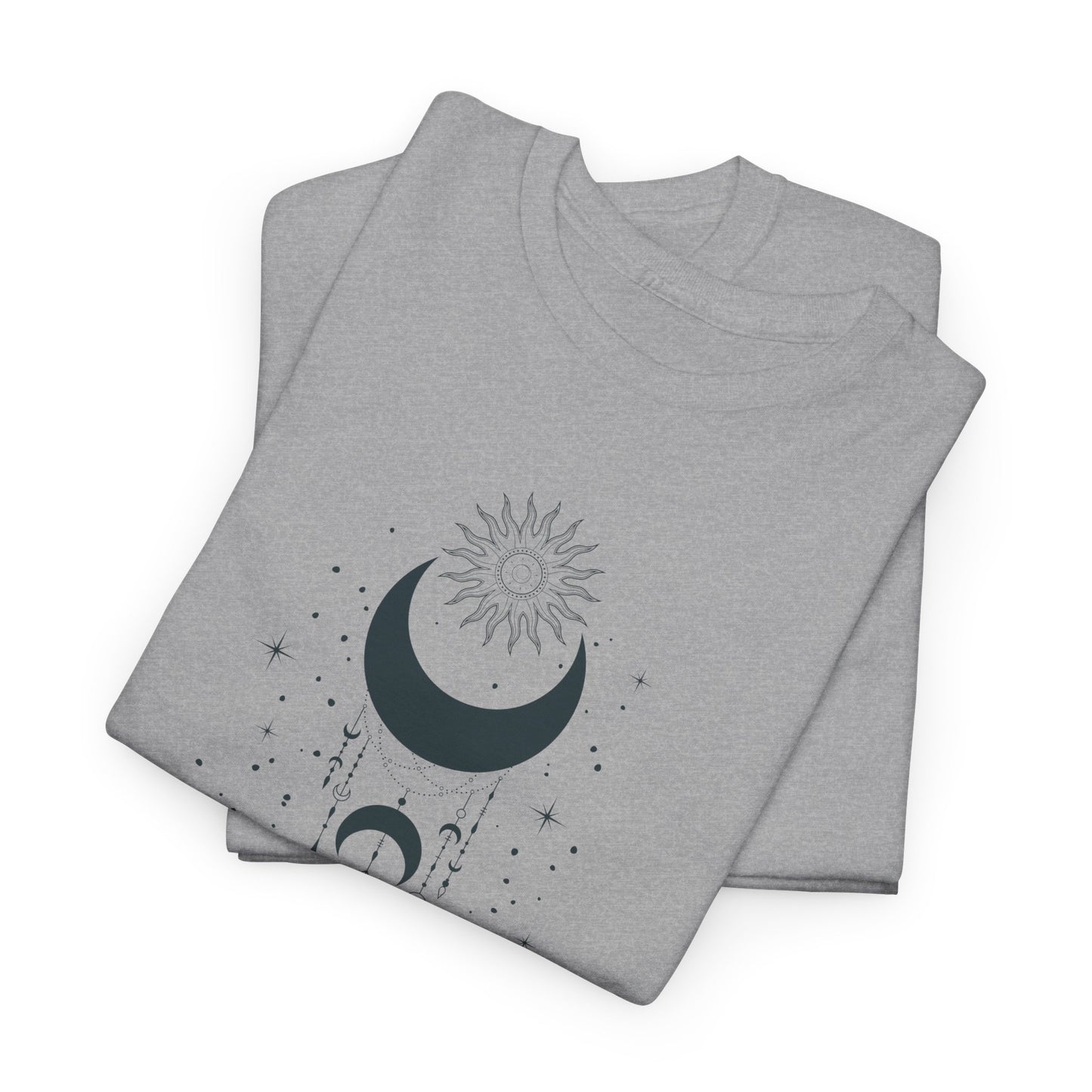 Celestial Moon & Sun Shirt | Boho Mystical Line Art Tee | Spiritual Astrology Gift | Heavy Cotton Unisex Top | Witchy Yoga T-Shirt