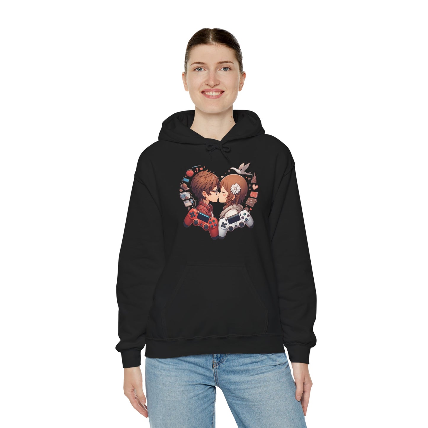 Retro Cyberpunk Gaming Couple Hoodie | Kawaii Valentine's Day Gamer Gift