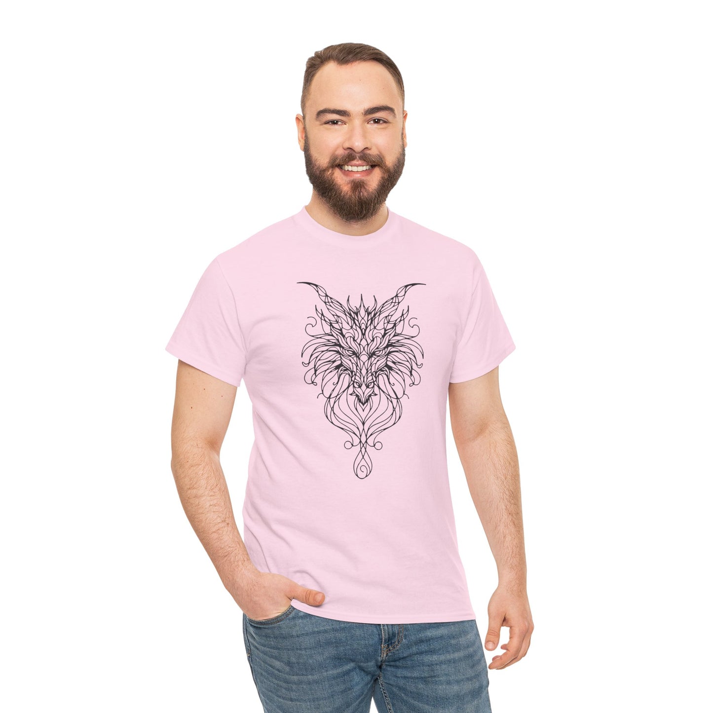 Dragon Line Art Shirt | Mythical Creature Sketch Tee | Minimalist Tattoo Style Top | Intricate Fantasy Art Gift | Unisex White T-Shirt