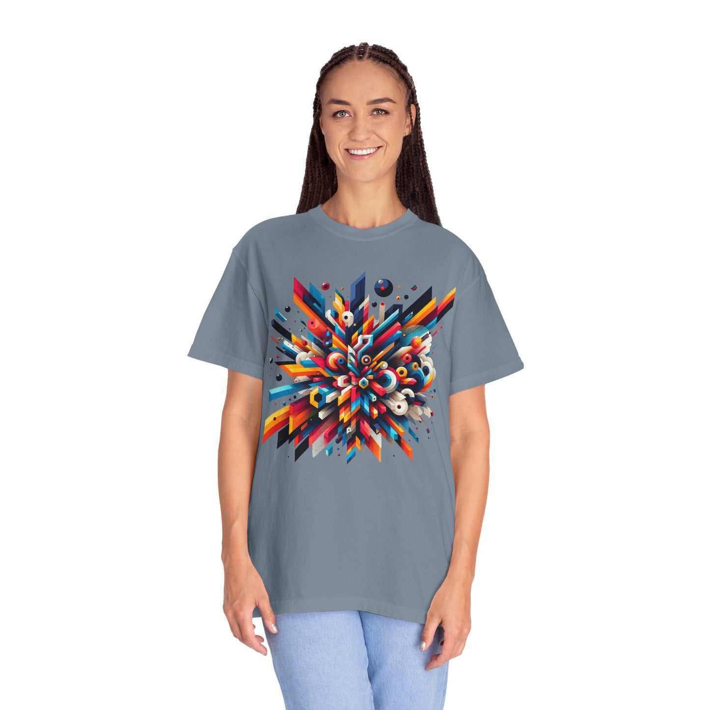 Abstract Art Energy Shirt | Comfort Colors 1717 | Vibrant Geometric Explosion Tee | Soft Washed Garment Dyed Cotton | Artistic Streetwear