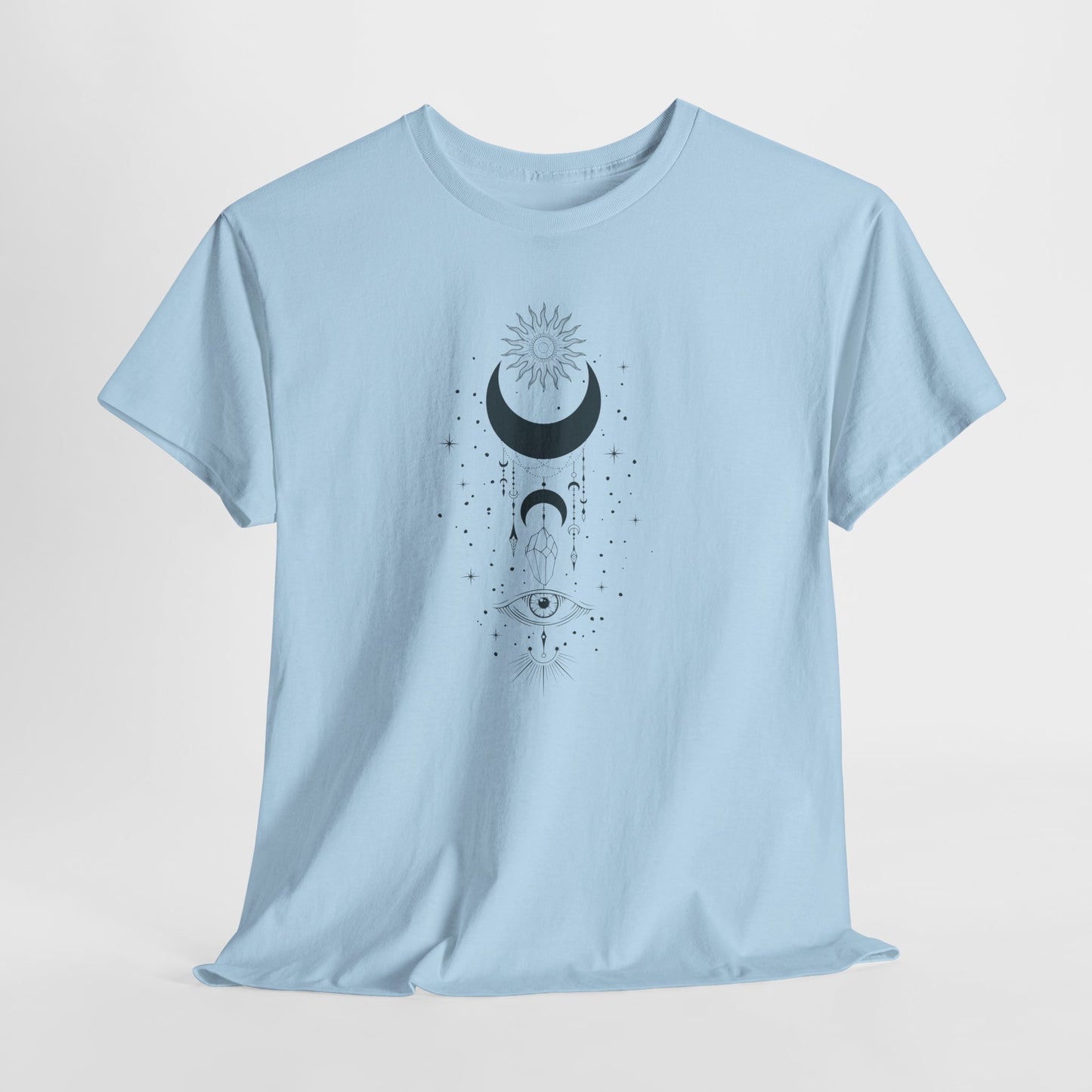 Celestial Moon & Sun Shirt | Boho Mystical Line Art Tee | Spiritual Astrology Gift | Heavy Cotton Unisex Top | Witchy Yoga T-Shirt