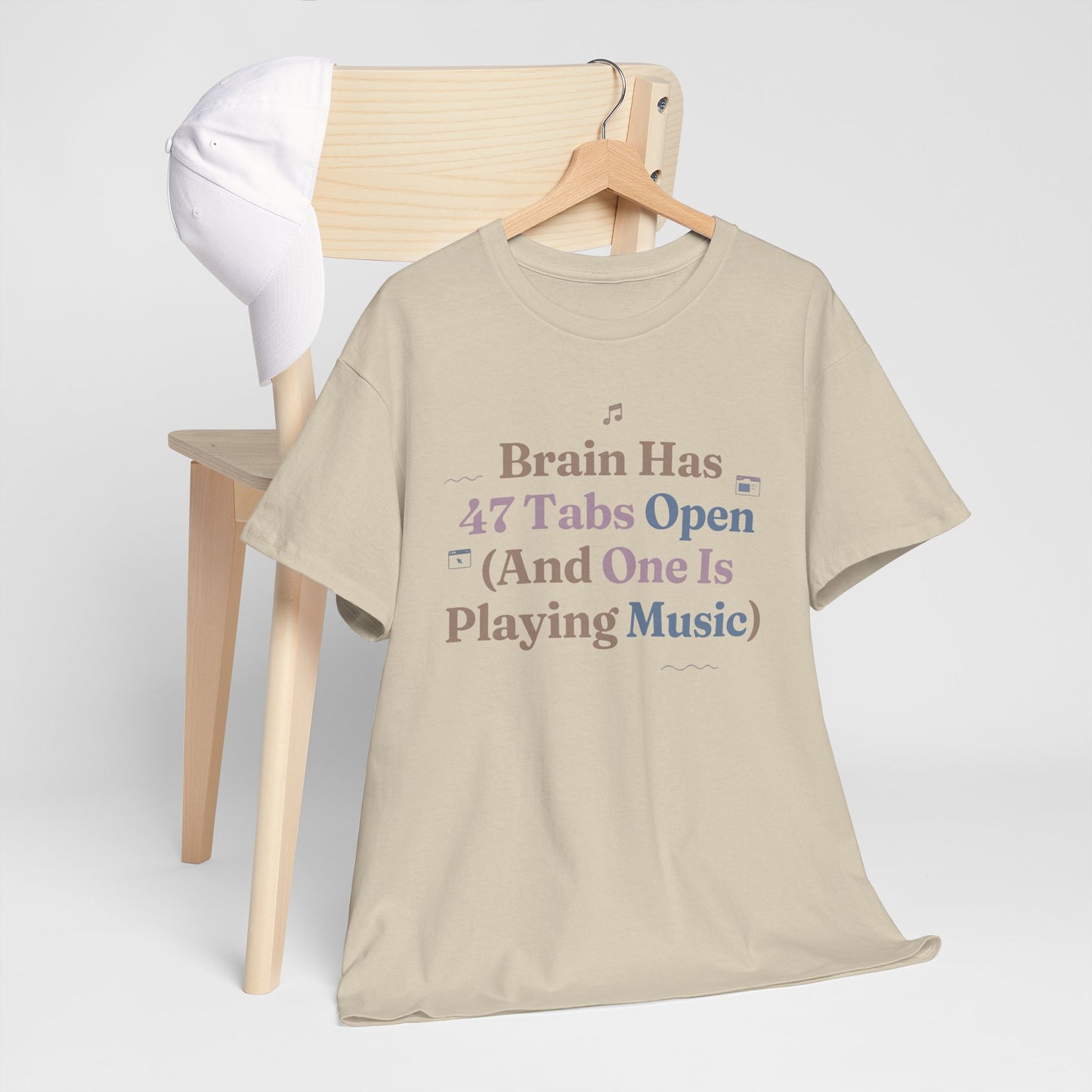 ADHD Lofi Aesthetic: 'Brain Has 47 Tabs Open (And One Is Playing Music)' Graphic Tee
