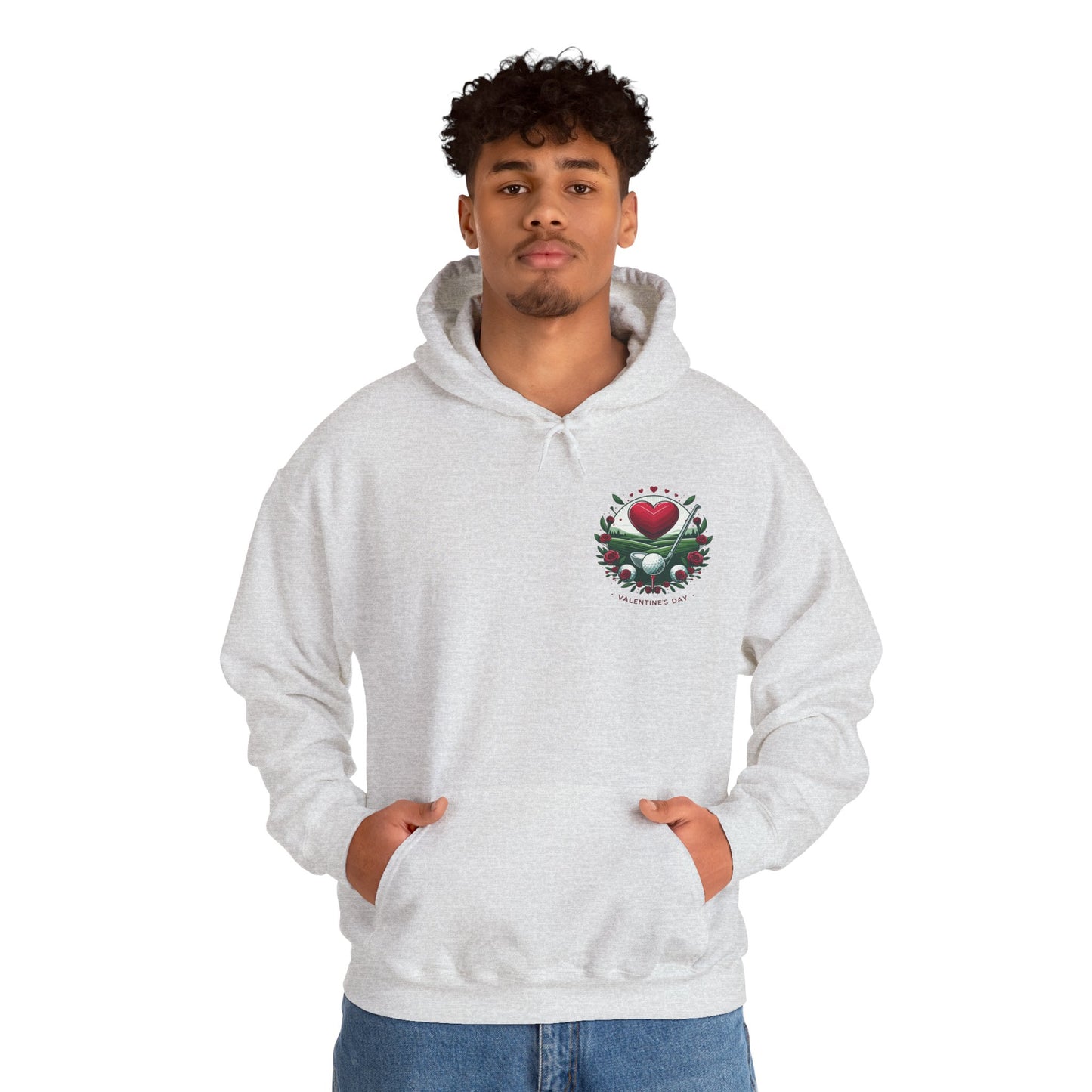 Viral Valentines Golf Heart Hoodie - Cute Roses & Golf Ball Graphic Unisex Sweatshirt - Unique Romantic Golfer Gift