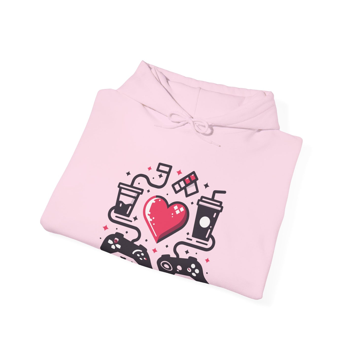 Viral Gamer Heart Life Hoodie - Retro Controllers Soda & Snacks Graphic Unisex Sweatshirt - Ultimate Gaming Gift
