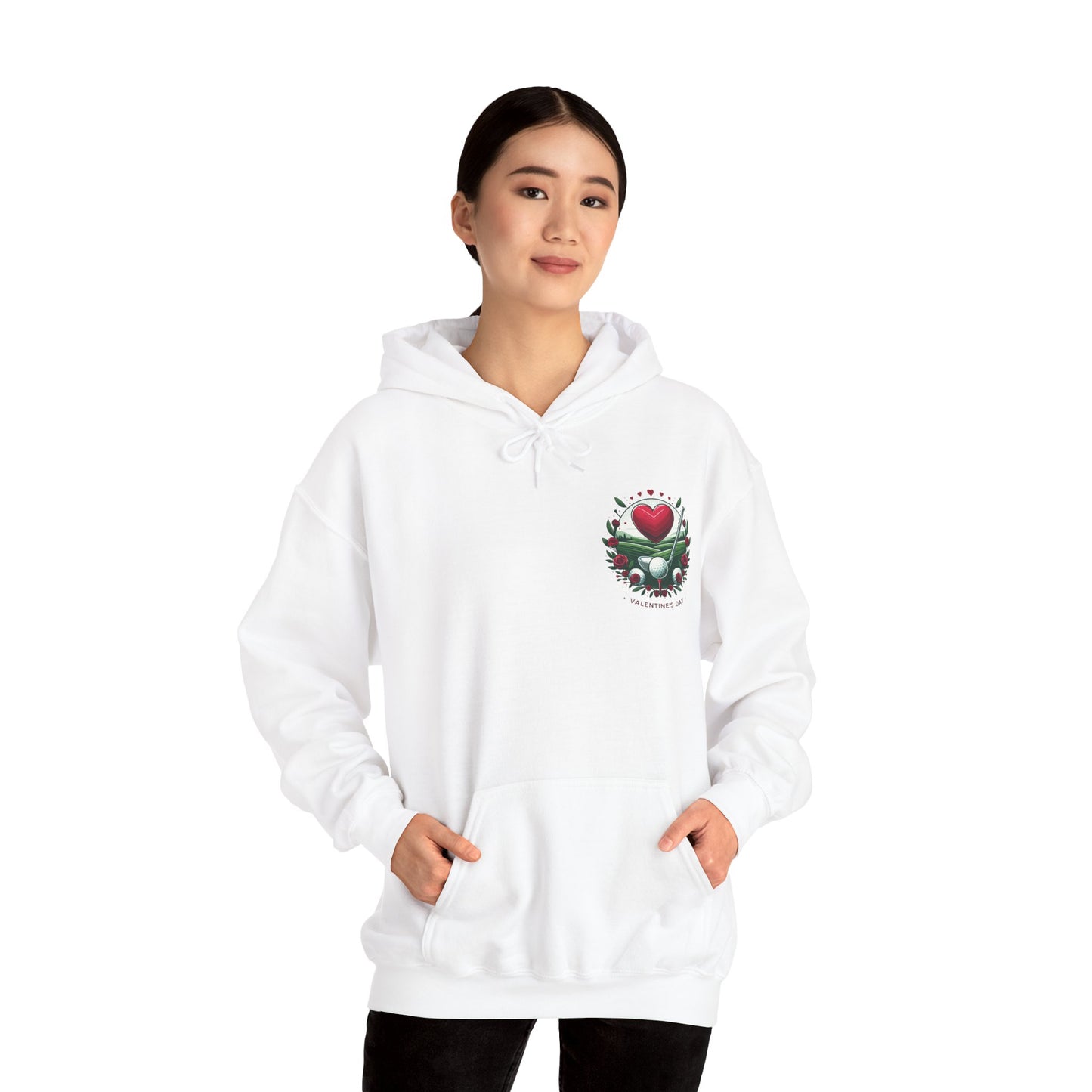 Viral Valentines Golf Heart Hoodie - Cute Roses & Golf Ball Graphic Unisex Sweatshirt - Unique Romantic Golfer Gift