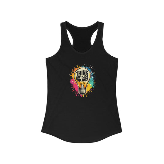 Think Outside The Box Women’s Tank Top - Inspirational Design with Colorful Paint Splashes