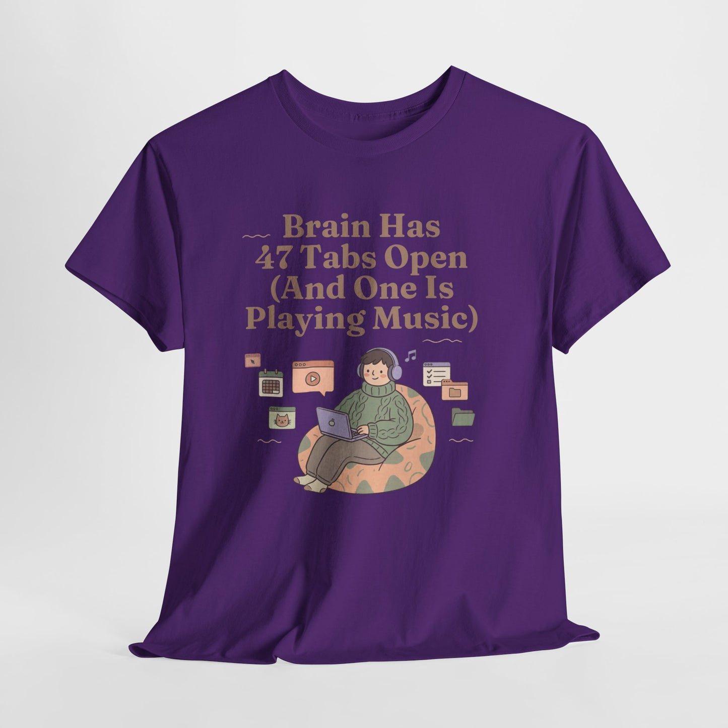 ADHD Lofi Aesthetic: 'Brain Has 47 Tabs Open (And One Is Playing Music)' Graphic Tee