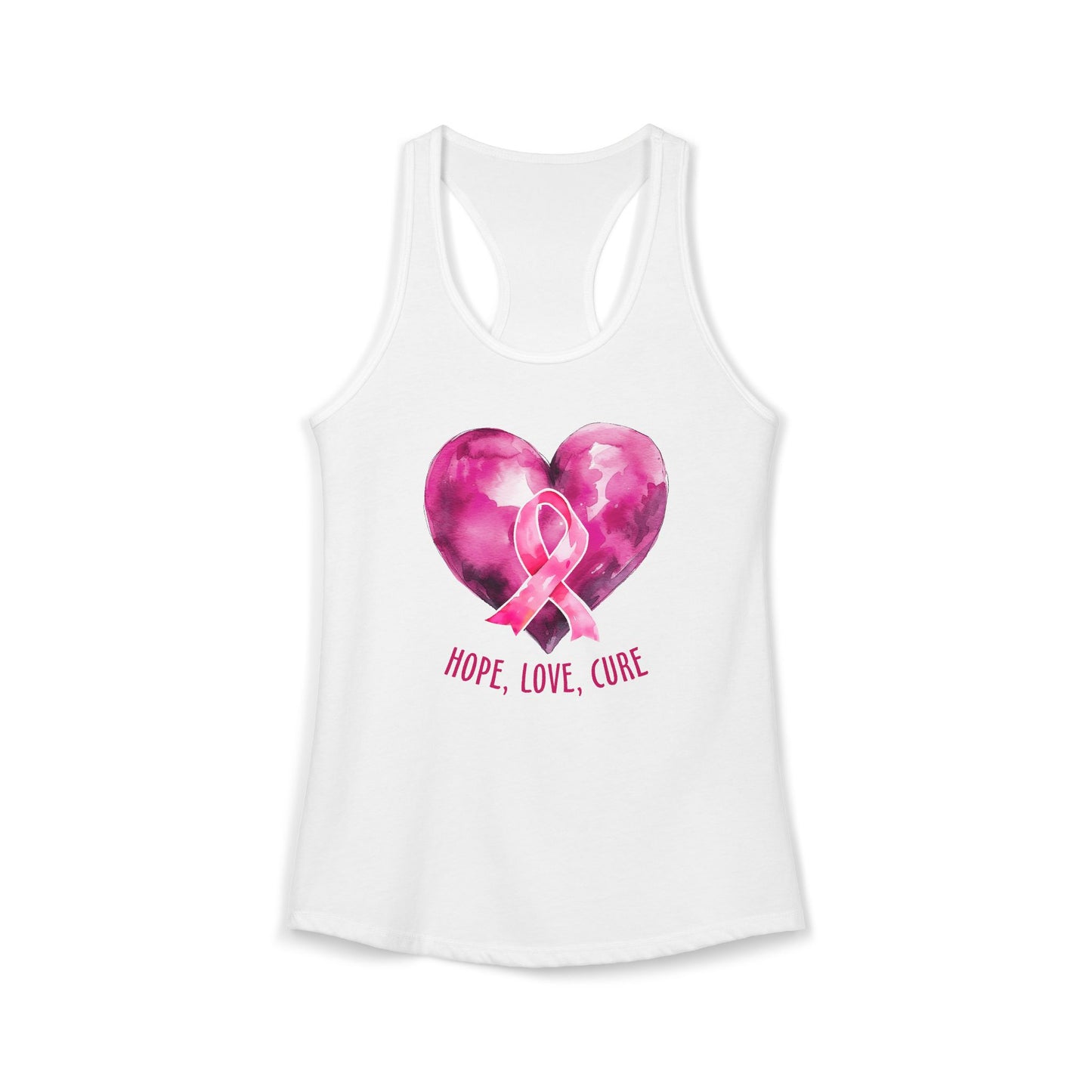 Heart of Hope" Watercolor Pink Ribbon Tank | Breast Cancer Awareness Racerback | Survivor & Support Shirt