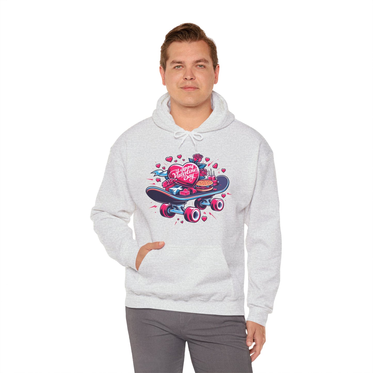 Skateboard Valentine's Hoodie | Edgy "Ride & Love" Graphic Sweatshirt | Funny Skater Gift