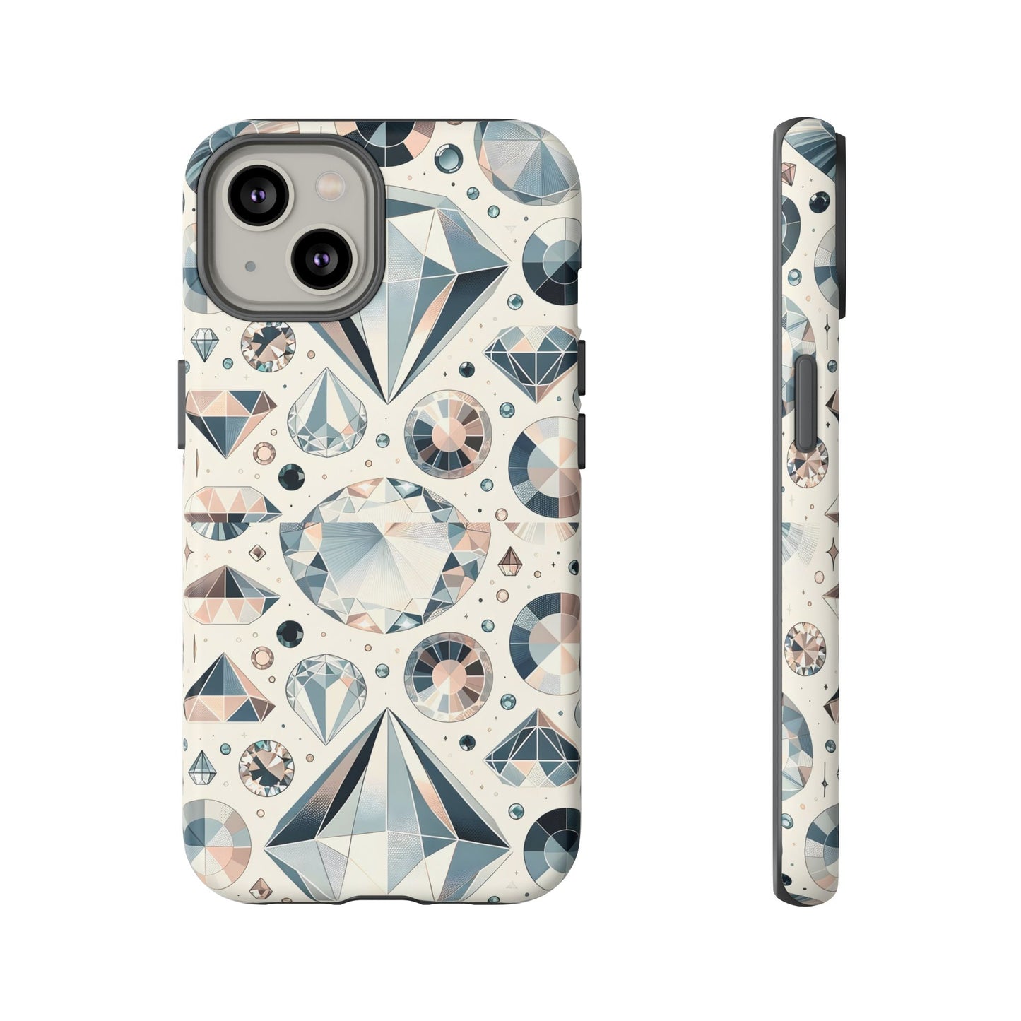 Diamond Pattern iPhone Case | Dual Layer Tough Cover | Luxury Gemstone Print | Glossy or Matte Finish | Shockproof Polycarbonate & TPU Shell