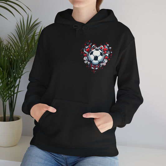 Love the Game Soccer Heart Hoodie | Minimalist Left-Chest Print | Soccer Mom & Fan Gift