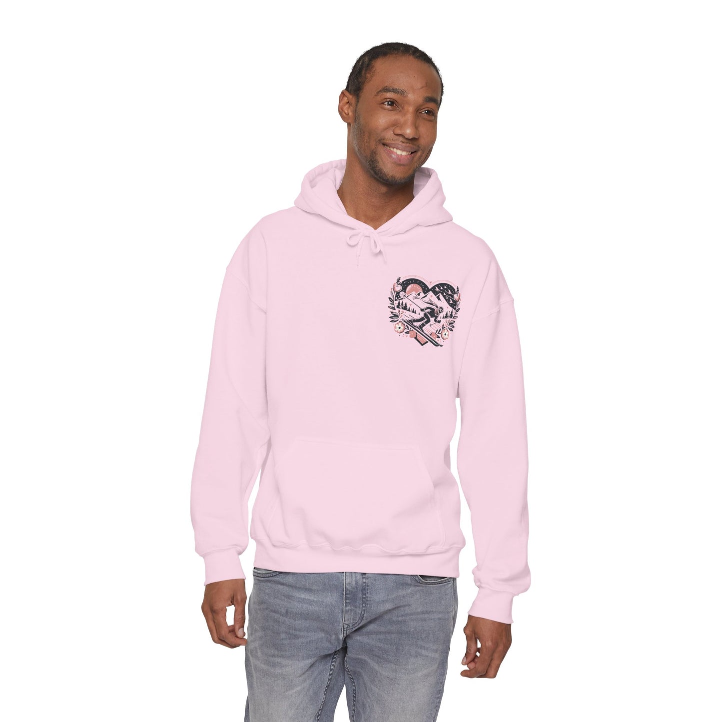 Love the Slopes" Skiing Hoodie | Mountain Heart Illustrated Sweatshirt | Après Ski & Winter Sports Gift