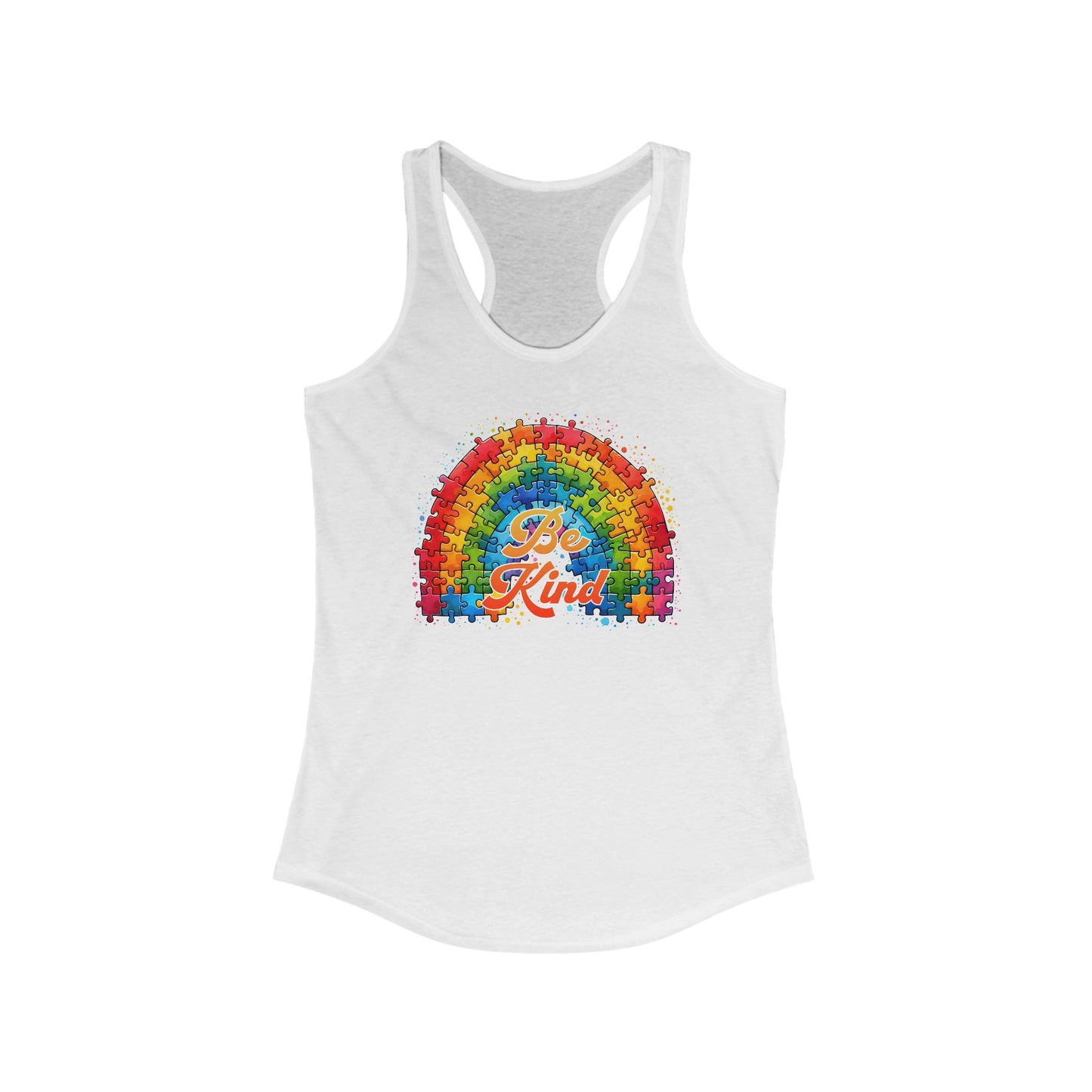 Women’s Autism Awareness Tank Top - Vibrant ‘Be Kind’ Puzzle Design