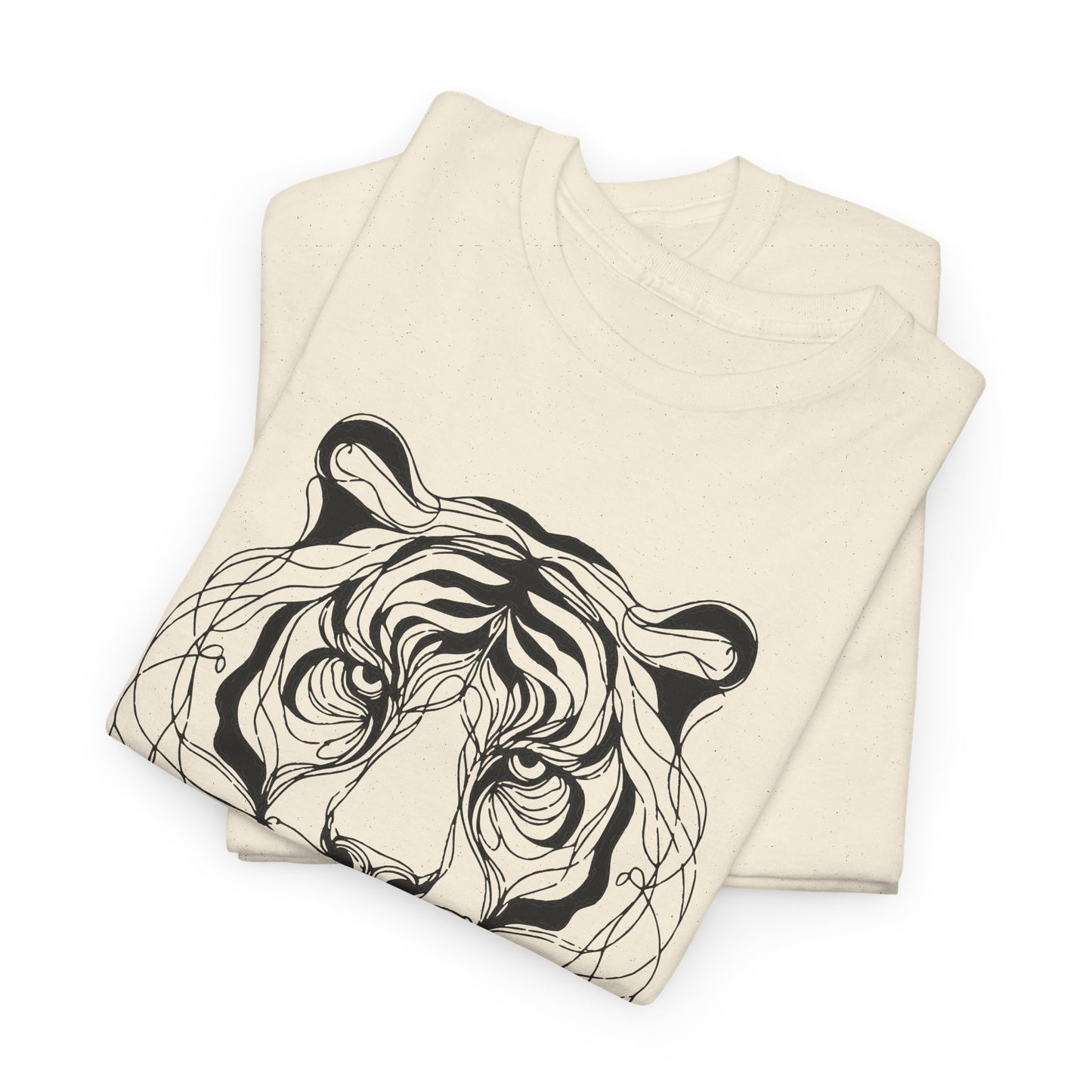 Tiger Line Art Shirt | Wild Animal Sketch Tee | Minimalist Big Cat Face Top | Heavy Cotton 100% Cotton Gift | Unisex Graphic T-Shirt