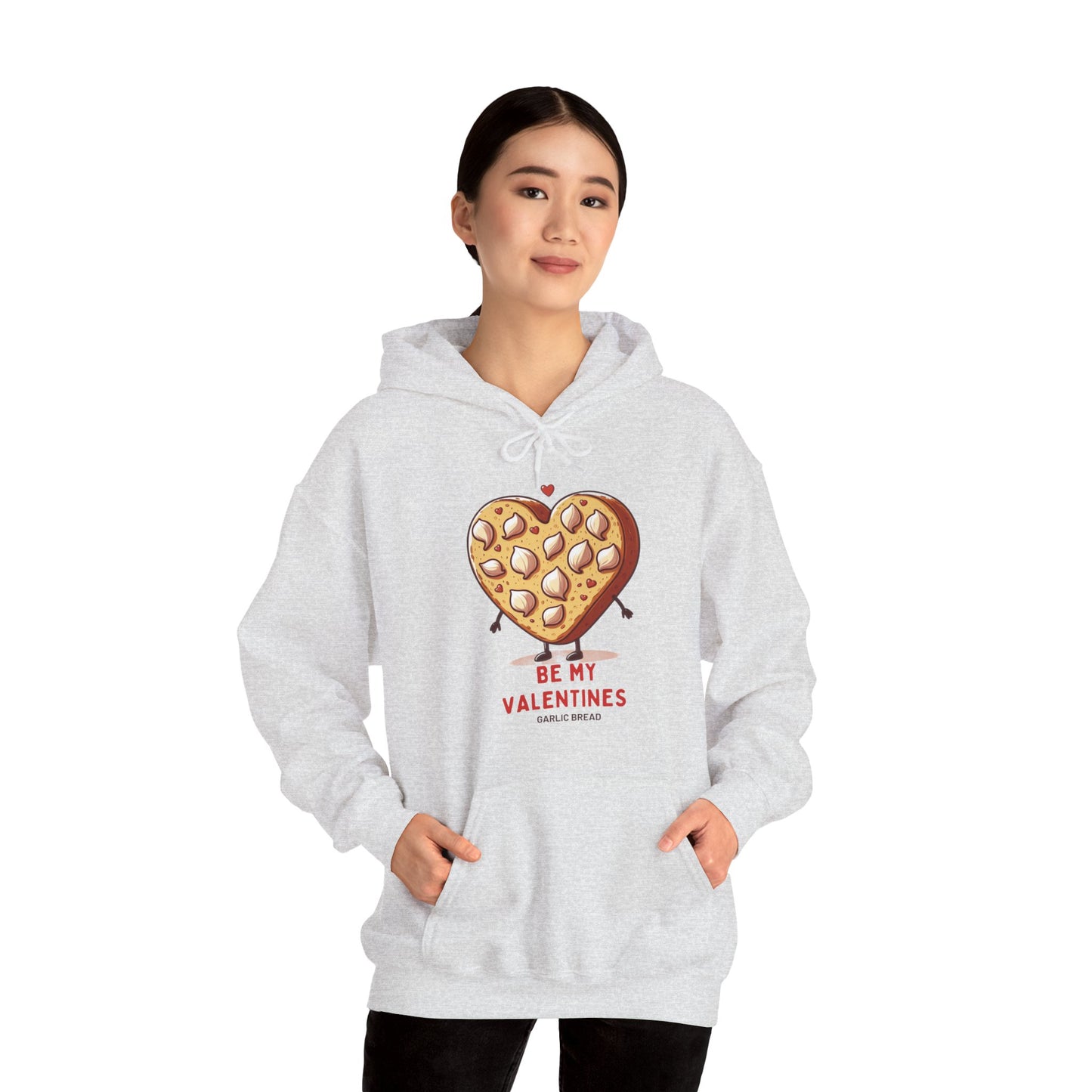 Garlic Bread Heart Hoodie Be My Valentines Unisex Sweatshirt - Funny Foodie Gift