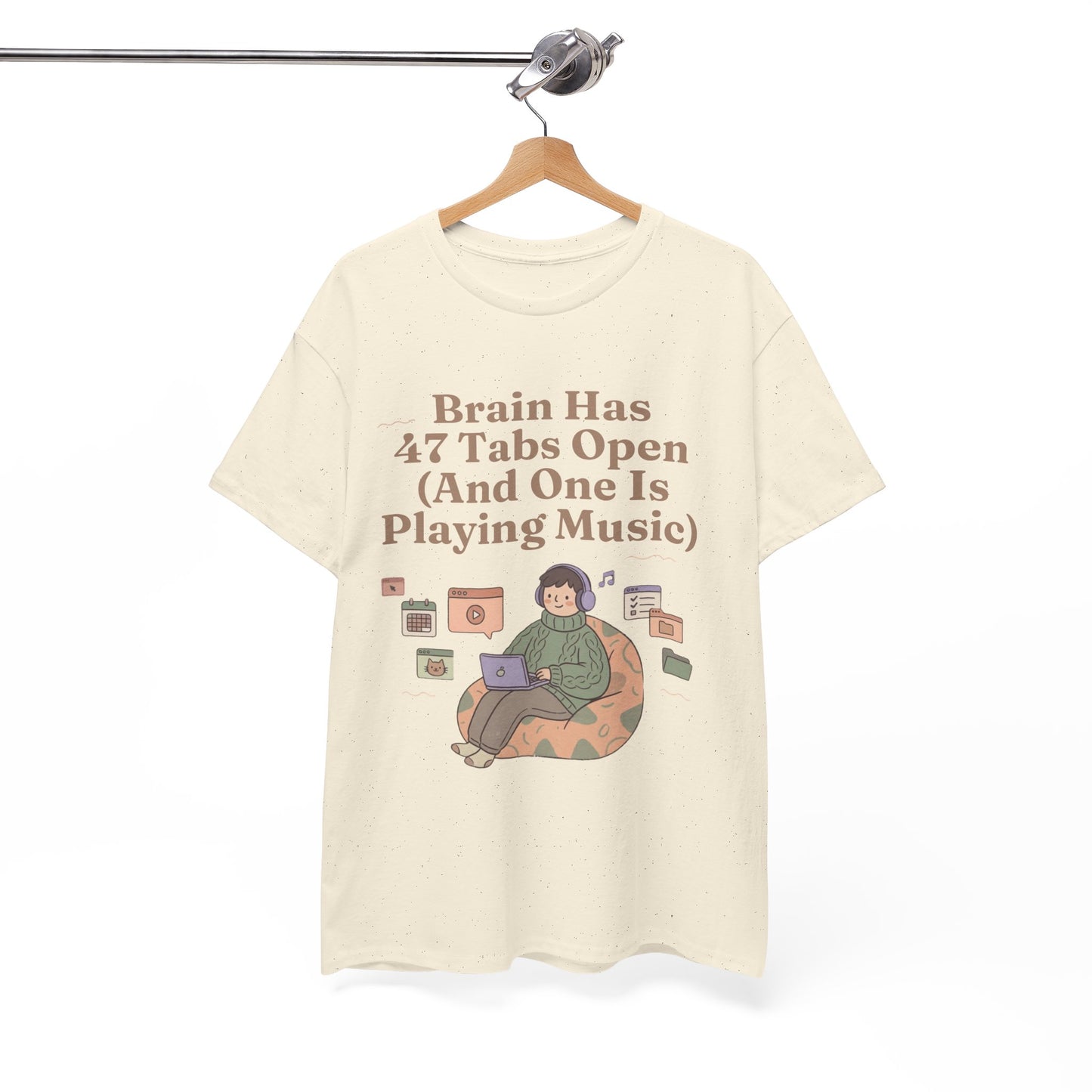 ADHD Lofi Aesthetic: 'Brain Has 47 Tabs Open (And One Is Playing Music)' Graphic Tee