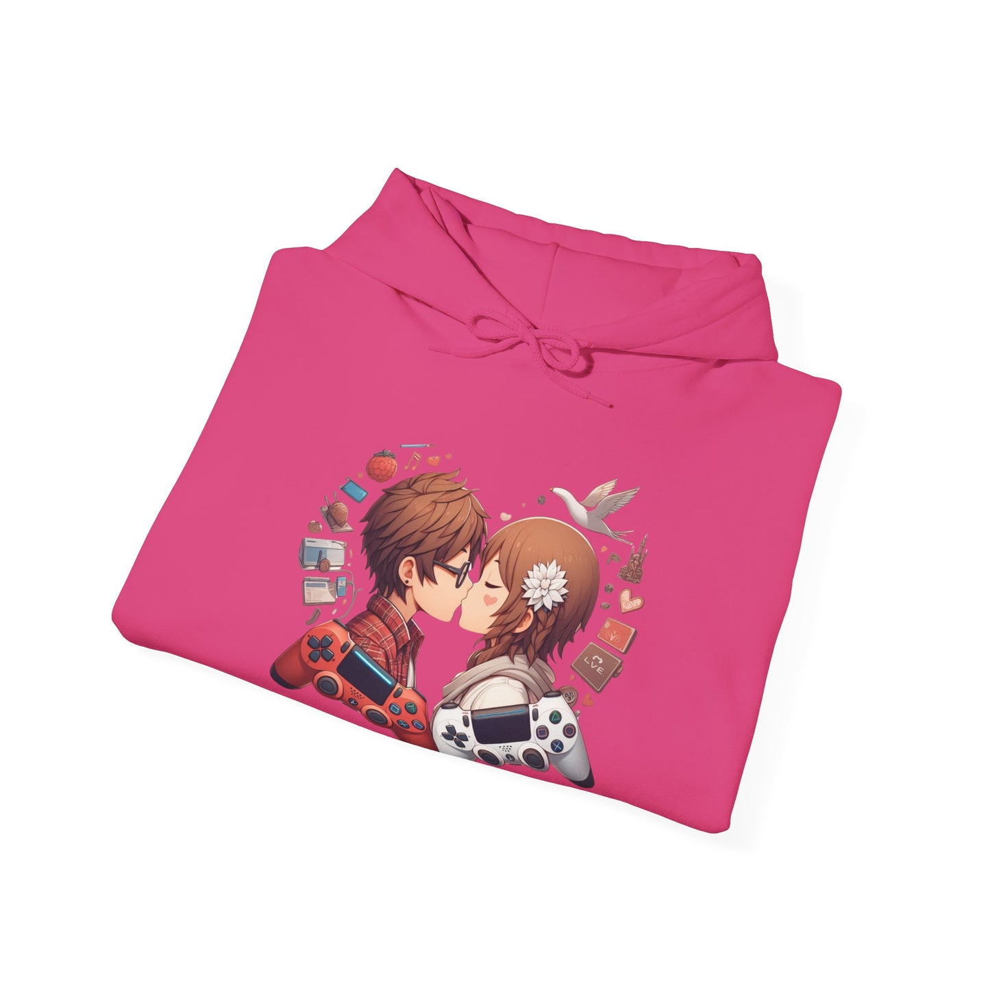 Retro Cyberpunk Gaming Couple Hoodie | Kawaii Valentine's Day Gamer Gift
