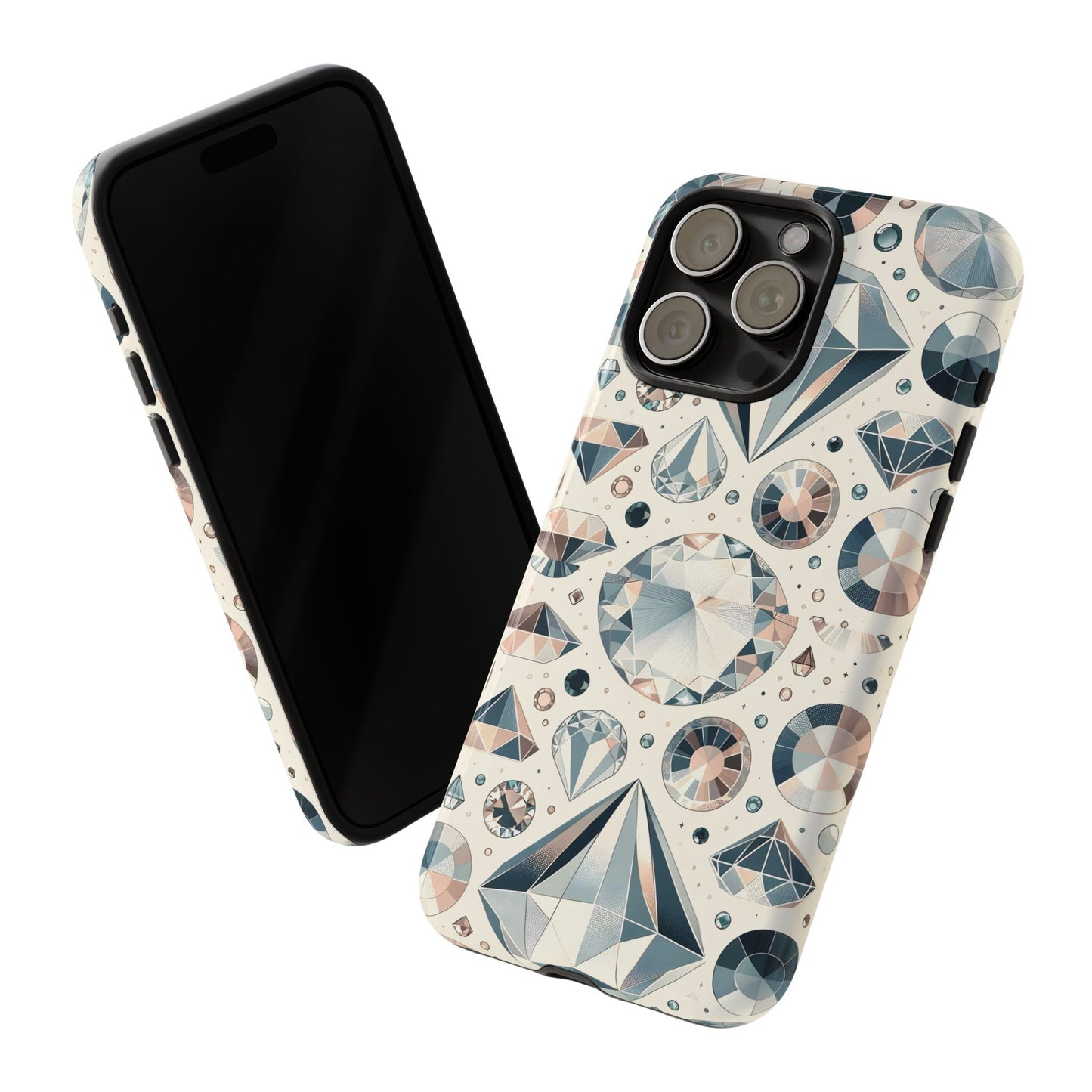 Diamond Pattern iPhone Case | Dual Layer Tough Cover | Luxury Gemstone Print | Glossy or Matte Finish | Shockproof Polycarbonate & TPU Shell