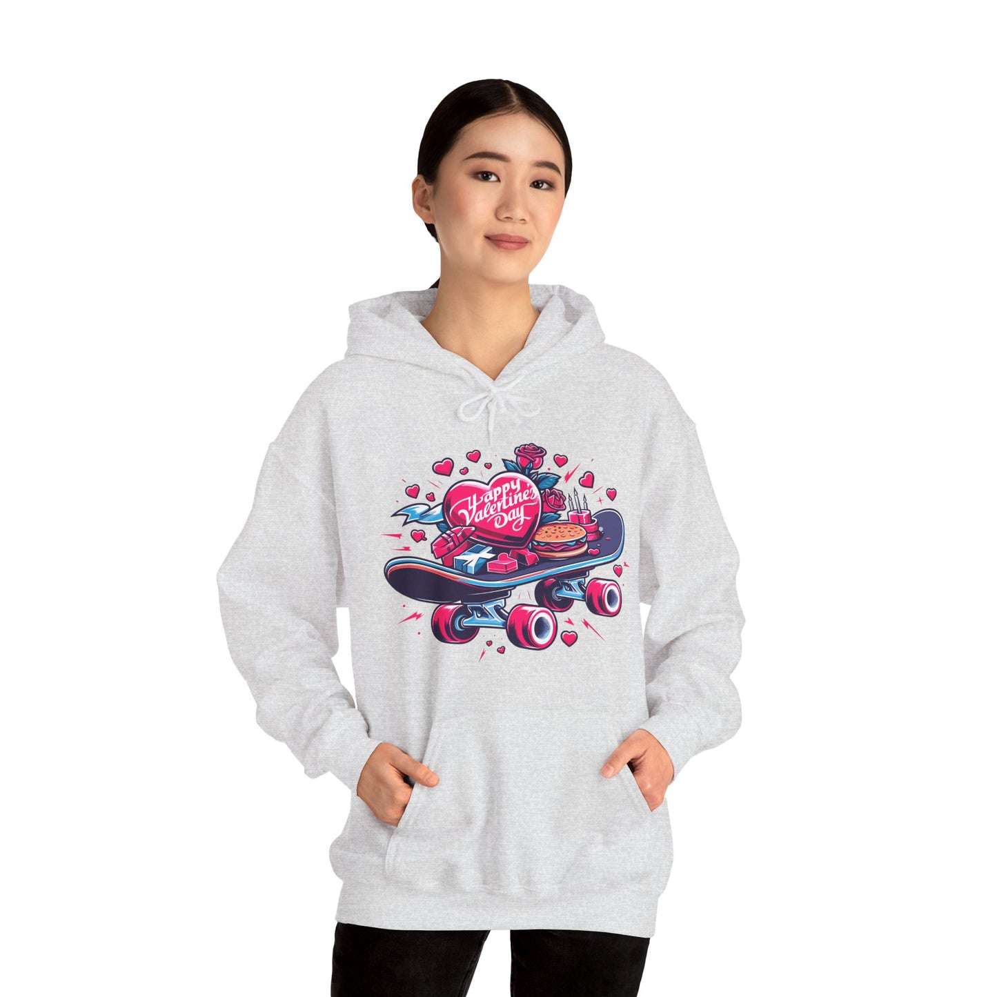 Skateboard Valentine's Hoodie | Edgy "Ride & Love" Graphic Sweatshirt | Funny Skater Gift