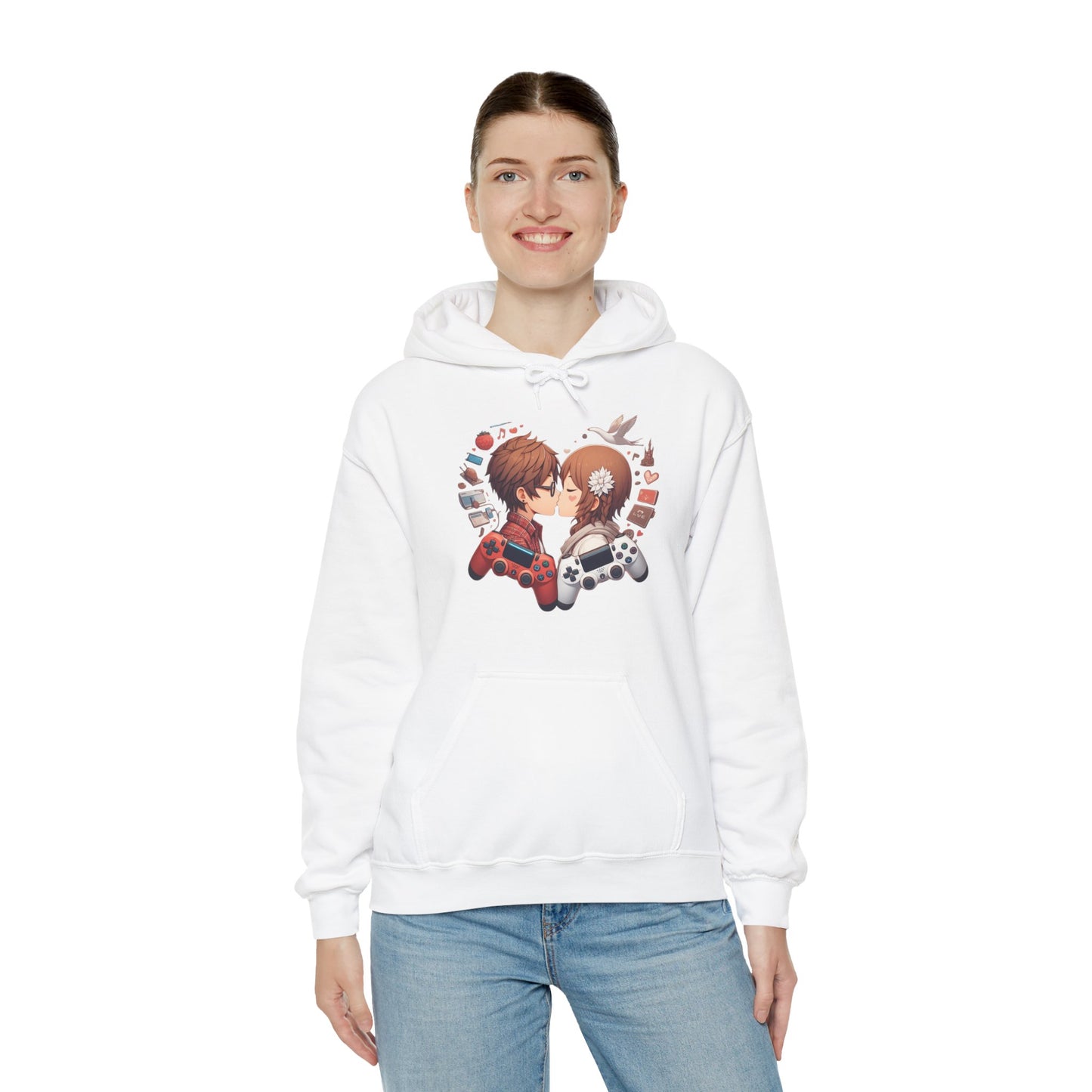 Retro Cyberpunk Gaming Couple Hoodie | Kawaii Valentine's Day Gamer Gift