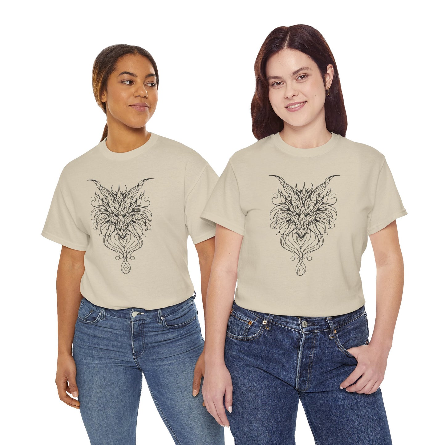 Dragon Line Art Shirt | Mythical Creature Sketch Tee | Minimalist Tattoo Style Top | Intricate Fantasy Art Gift | Unisex White T-Shirt