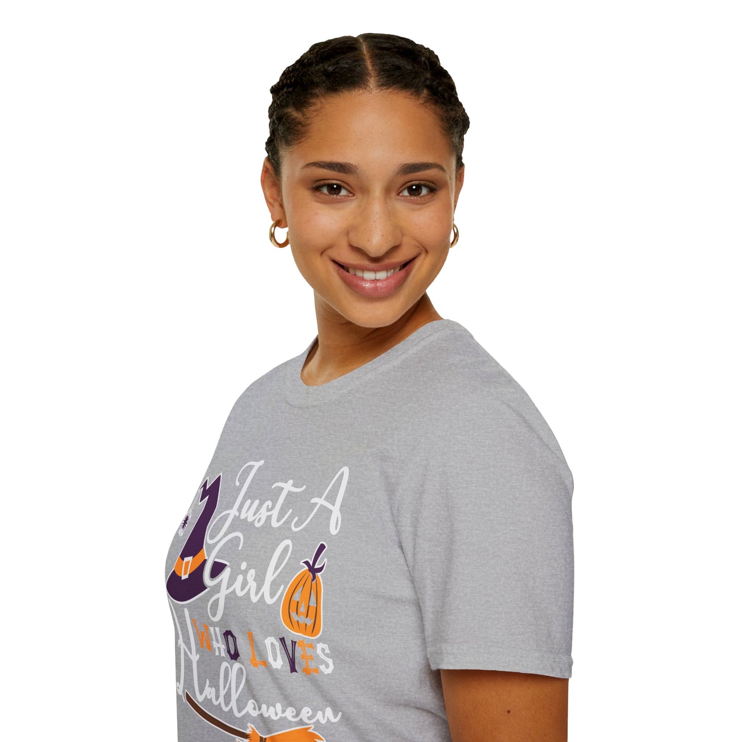 Just A Girl Who Loves Halloween - Witch & Pumpkin Unisex Softstyle T-Shirt