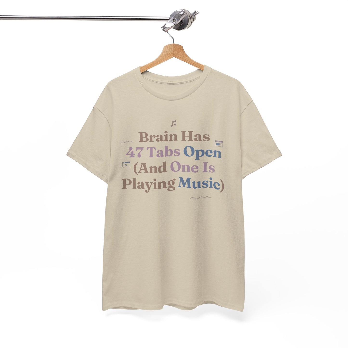 ADHD Lofi Aesthetic: 'Brain Has 47 Tabs Open (And One Is Playing Music)' Graphic Tee