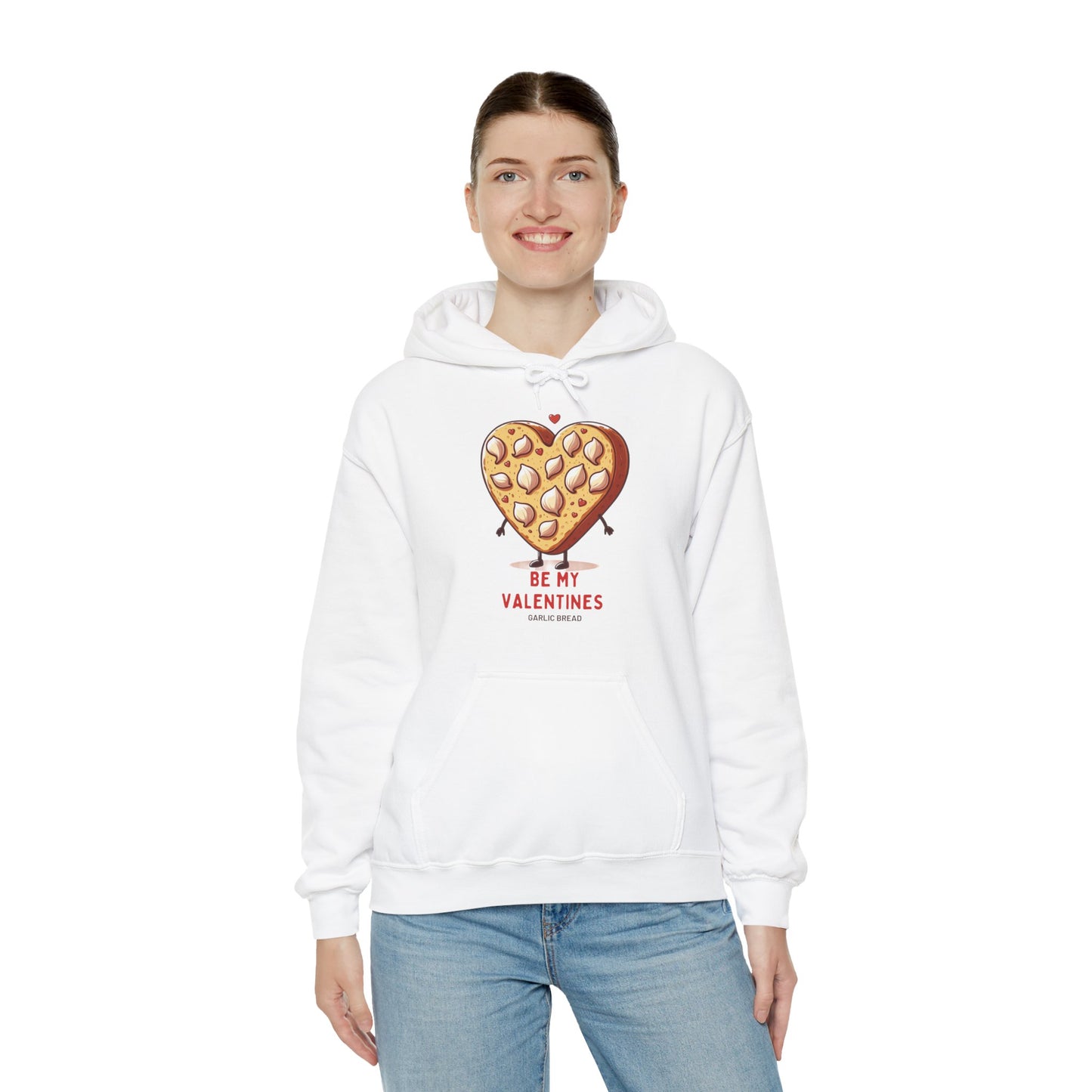 Garlic Bread Heart Hoodie Be My Valentines Unisex Sweatshirt - Funny Foodie Gift