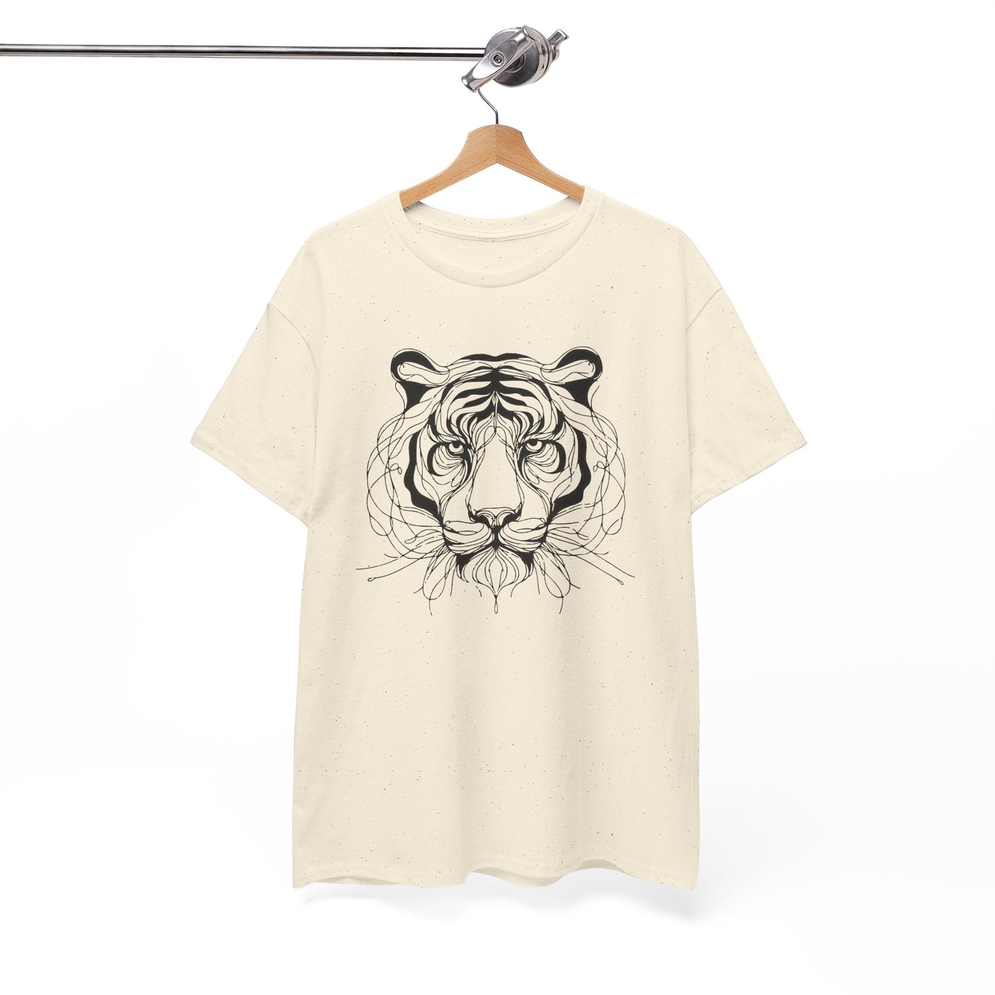Tiger Line Art Shirt | Wild Animal Sketch Tee | Minimalist Big Cat Face Top | Heavy Cotton 100% Cotton Gift | Unisex Graphic T-Shirt