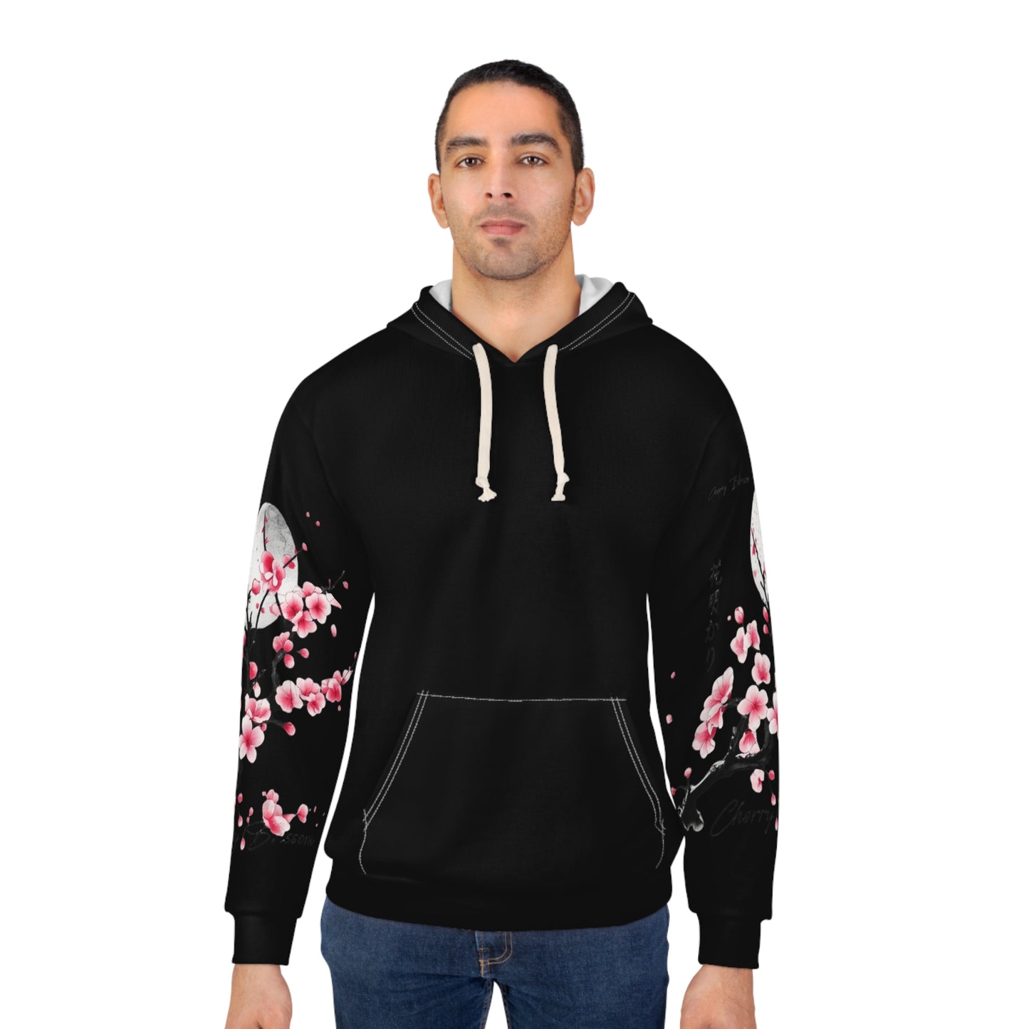 Cherry Blossom Sleeve Hoodie – Japanese Sakura Hoodie, Aesthetic Floral Pullover, Streetwear Hoodie, Unisex Gift
