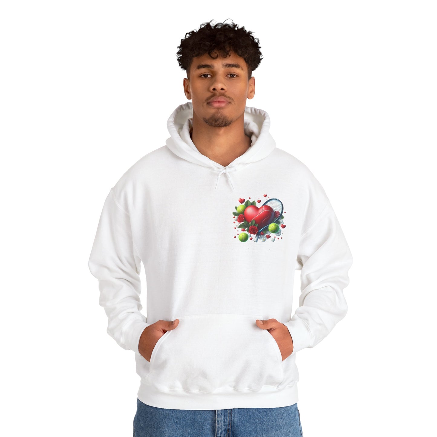 Tennis Love Hoodie: Heart Racquet Roses Balls Unisex Sweatshirt