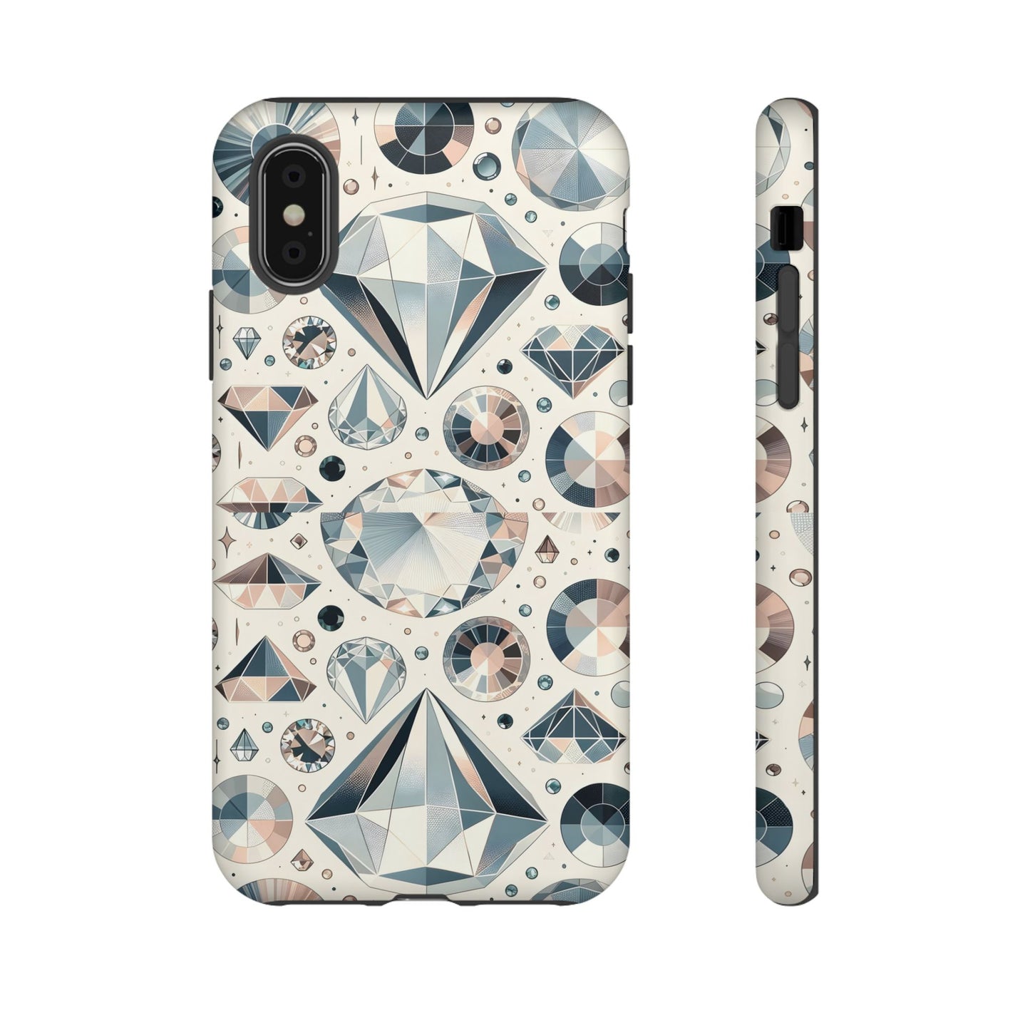 Diamond Pattern iPhone Case | Dual Layer Tough Cover | Luxury Gemstone Print | Glossy or Matte Finish | Shockproof Polycarbonate & TPU Shell