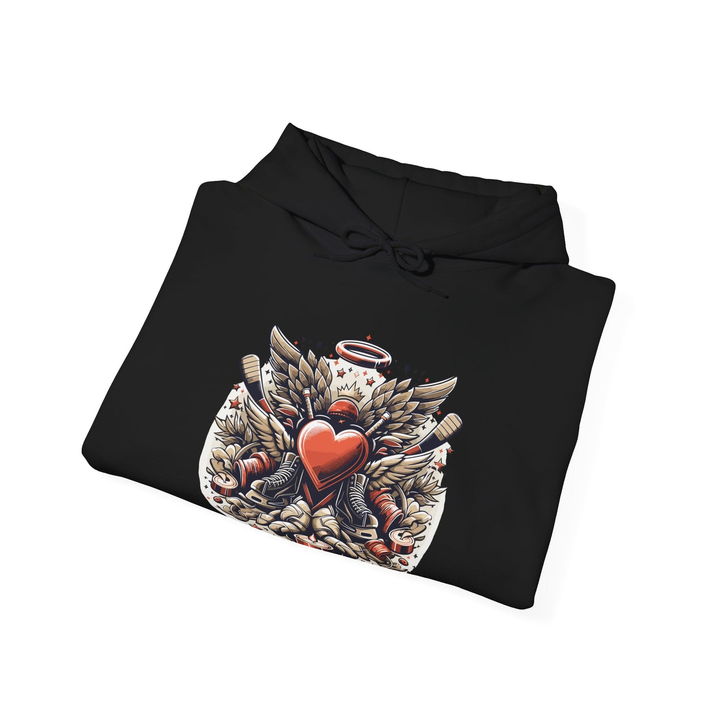 Hockey Heart & Angel Wings Hoodie | Edgy "Love the Game" Sweatshirt | Unique Sports Valentine's Gift
