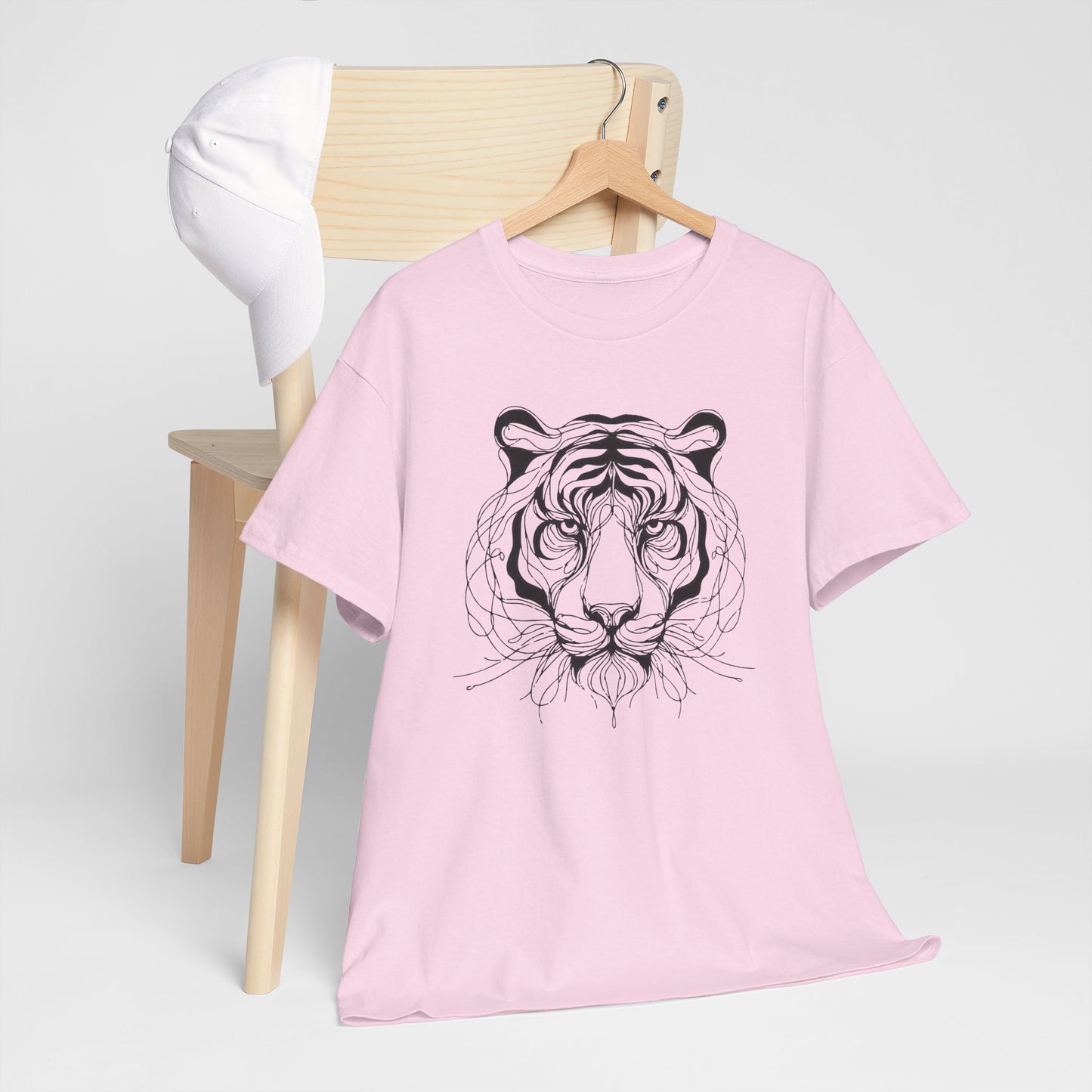 Tiger Line Art Shirt | Wild Animal Sketch Tee | Minimalist Big Cat Face Top | Heavy Cotton 100% Cotton Gift | Unisex Graphic T-Shirt