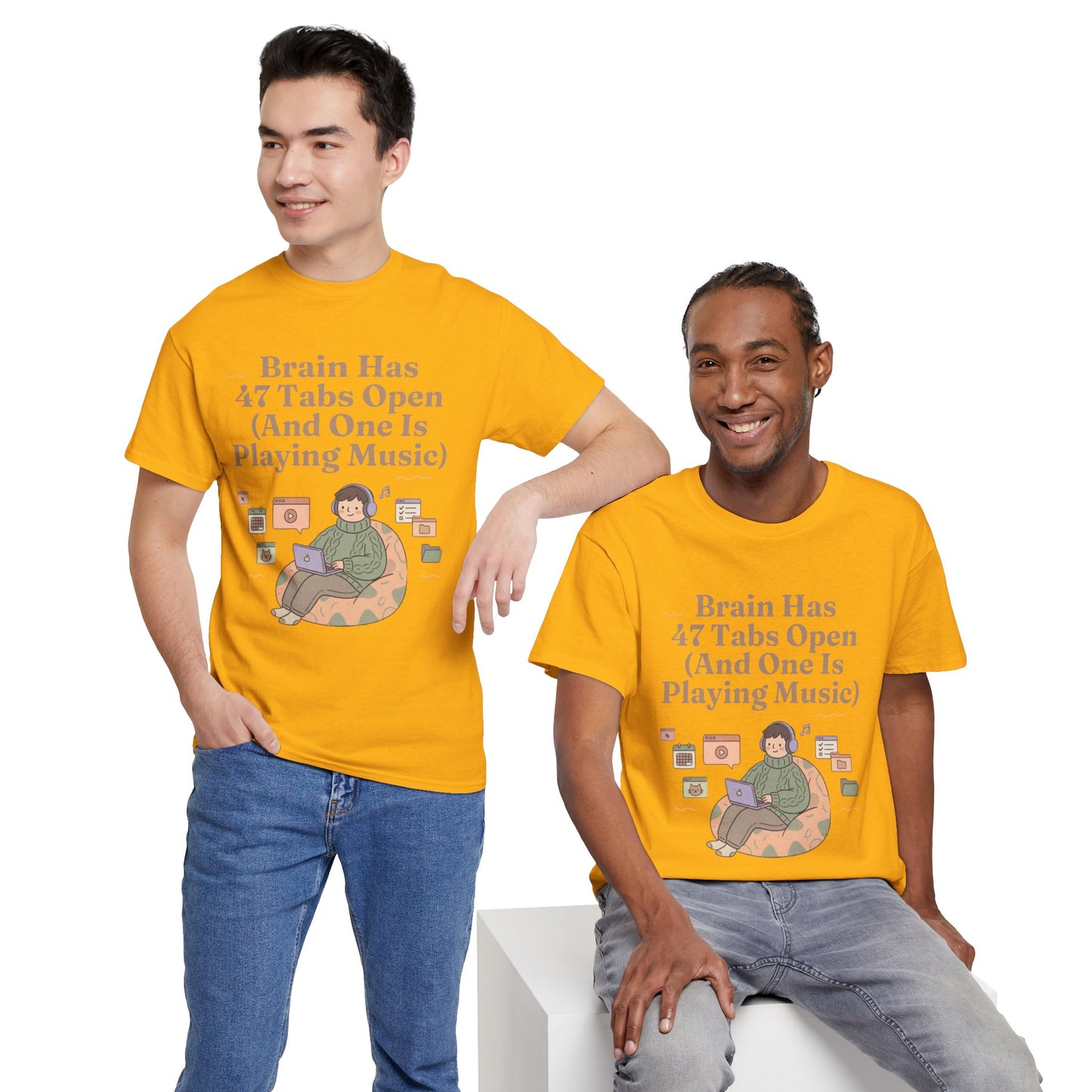 ADHD Lofi Aesthetic: 'Brain Has 47 Tabs Open (And One Is Playing Music)' Graphic Tee