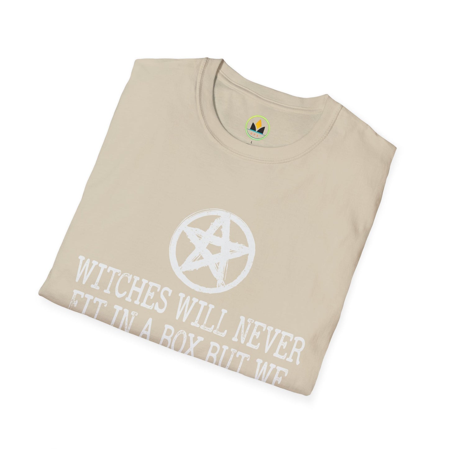 Witches Will Never Fit in a Box – Pentagram Circle Witchy T‑Shirt for Modern Coven Queens