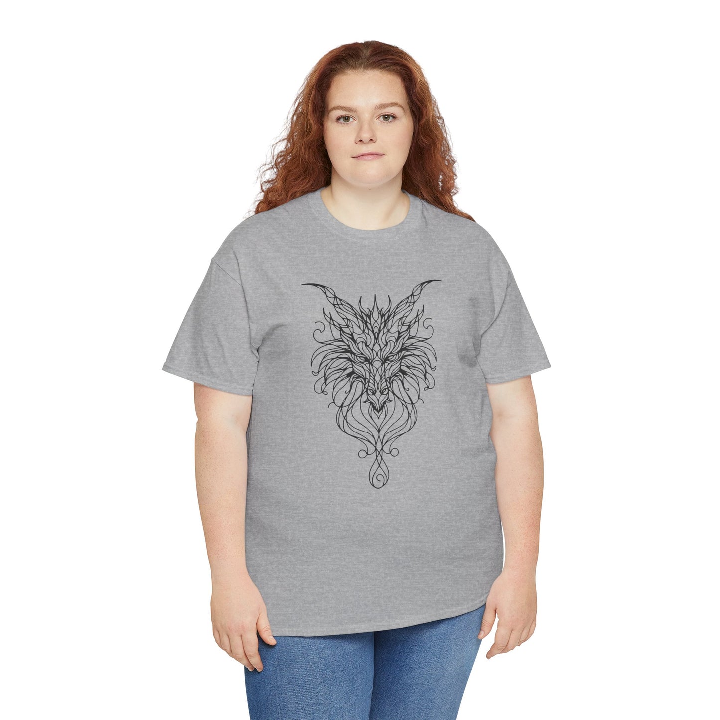 Dragon Line Art Shirt | Mythical Creature Sketch Tee | Minimalist Tattoo Style Top | Intricate Fantasy Art Gift | Unisex White T-Shirt
