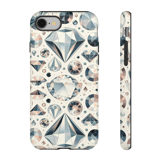 Diamond Pattern iPhone Case | Dual Layer Tough Cover | Luxury Gemstone Print | Glossy or Matte Finish | Shockproof Polycarbonate & TPU Shell