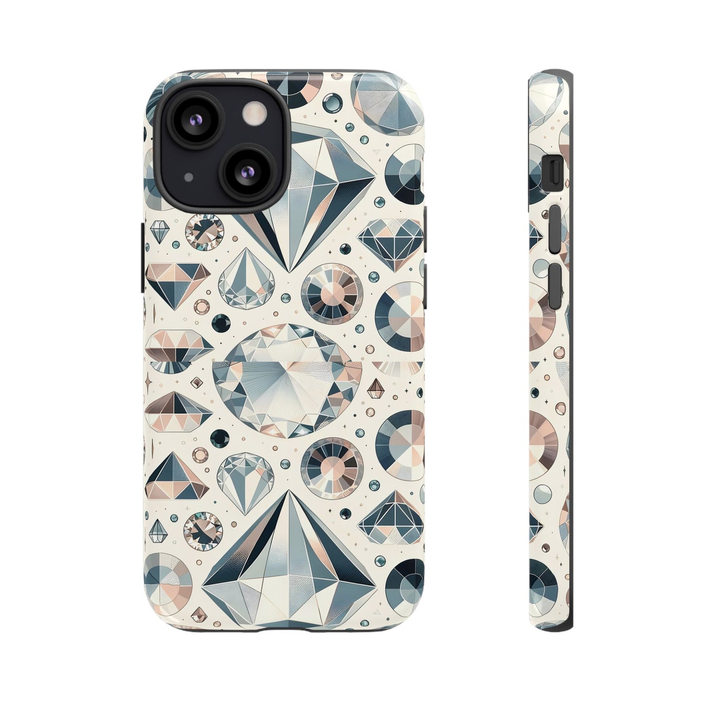 Diamond Pattern iPhone Case | Dual Layer Tough Cover | Luxury Gemstone Print | Glossy or Matte Finish | Shockproof Polycarbonate & TPU Shell