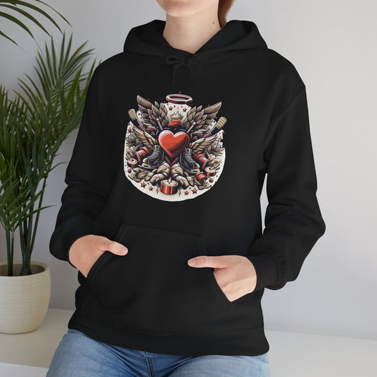 Hockey Heart & Angel Wings Hoodie | Edgy "Love the Game" Sweatshirt | Unique Sports Valentine's Gift