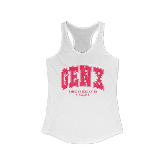 Gen X Varsity Tank – Raised on Hose Water & Neglect Retro Pink Lettering