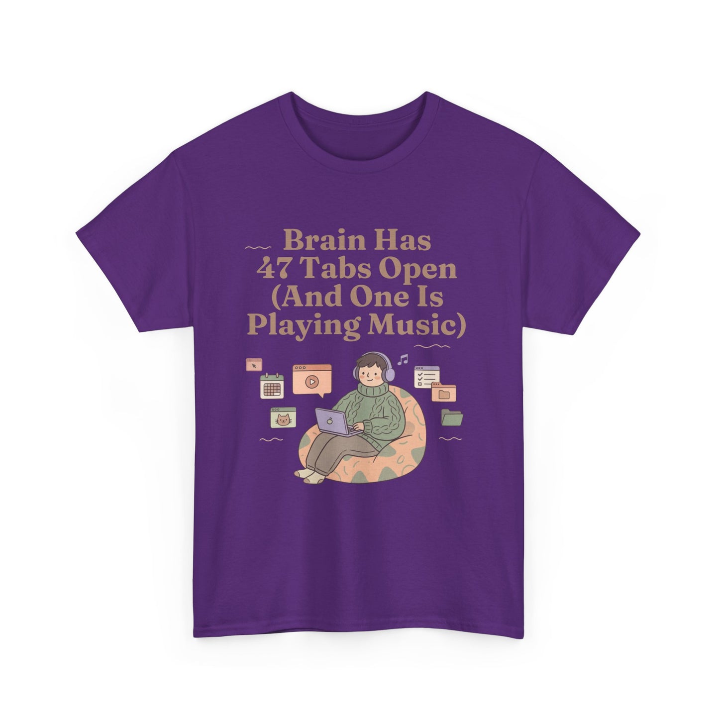 ADHD Lofi Aesthetic: 'Brain Has 47 Tabs Open (And One Is Playing Music)' Graphic Tee