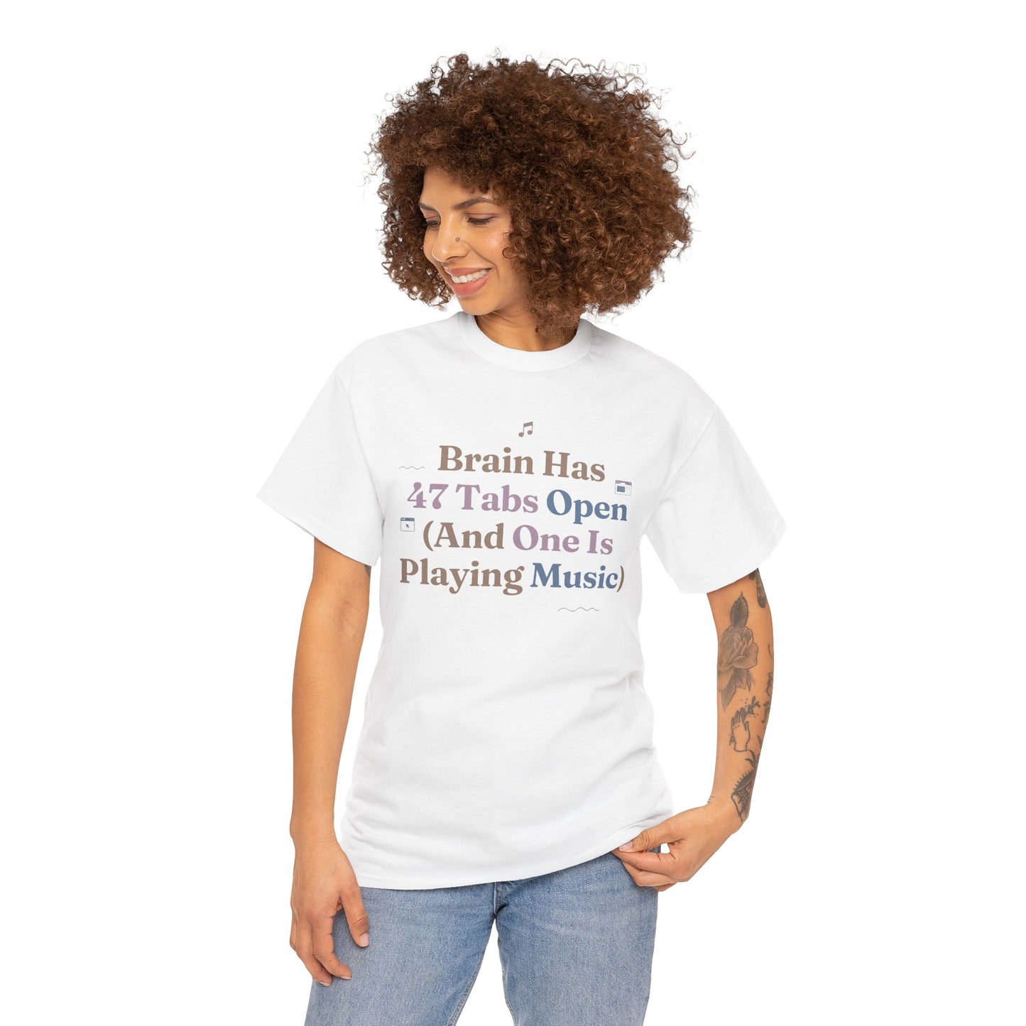 ADHD Lofi Aesthetic: 'Brain Has 47 Tabs Open (And One Is Playing Music)' Graphic Tee