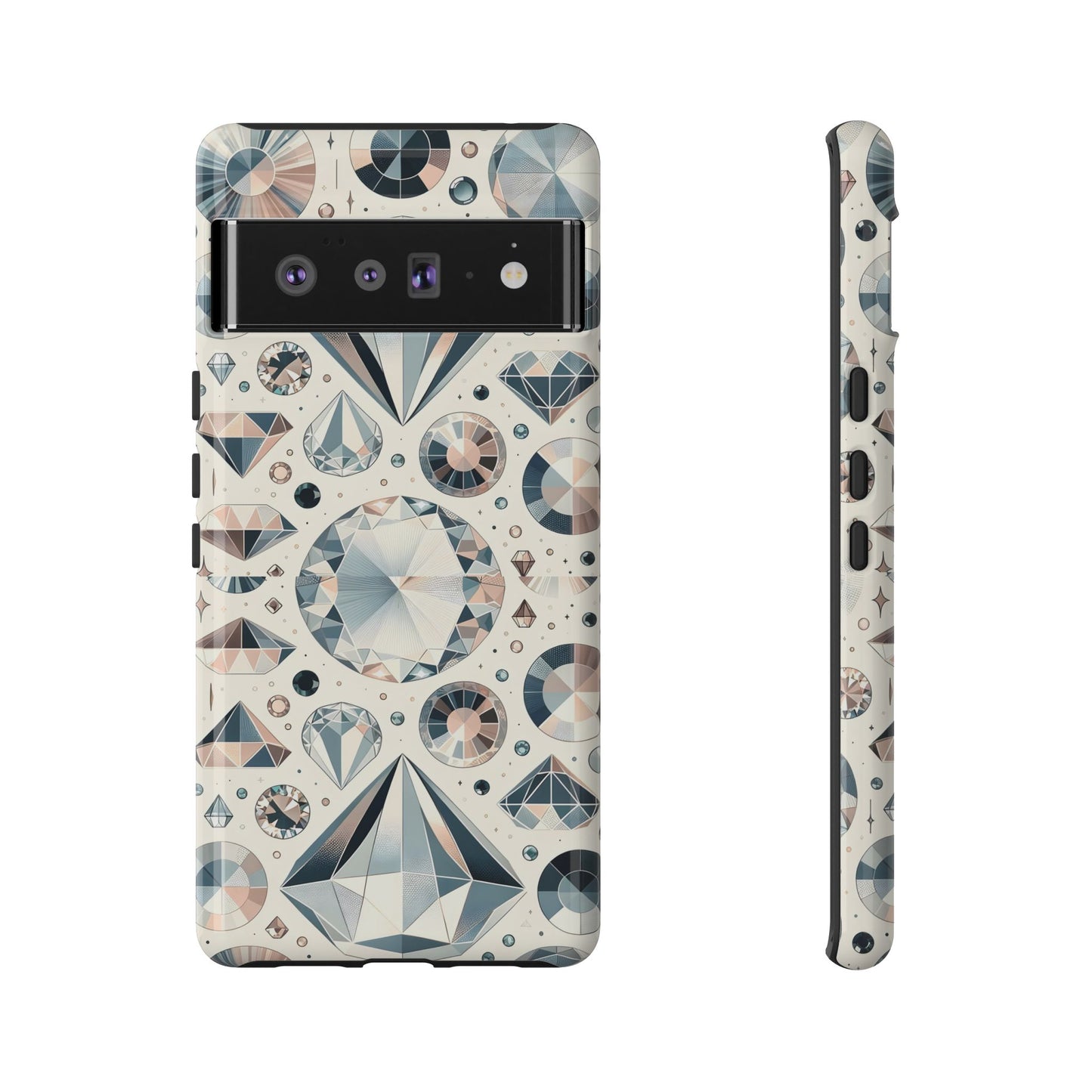 Diamond Pattern iPhone Case | Dual Layer Tough Cover | Luxury Gemstone Print | Glossy or Matte Finish | Shockproof Polycarbonate & TPU Shell