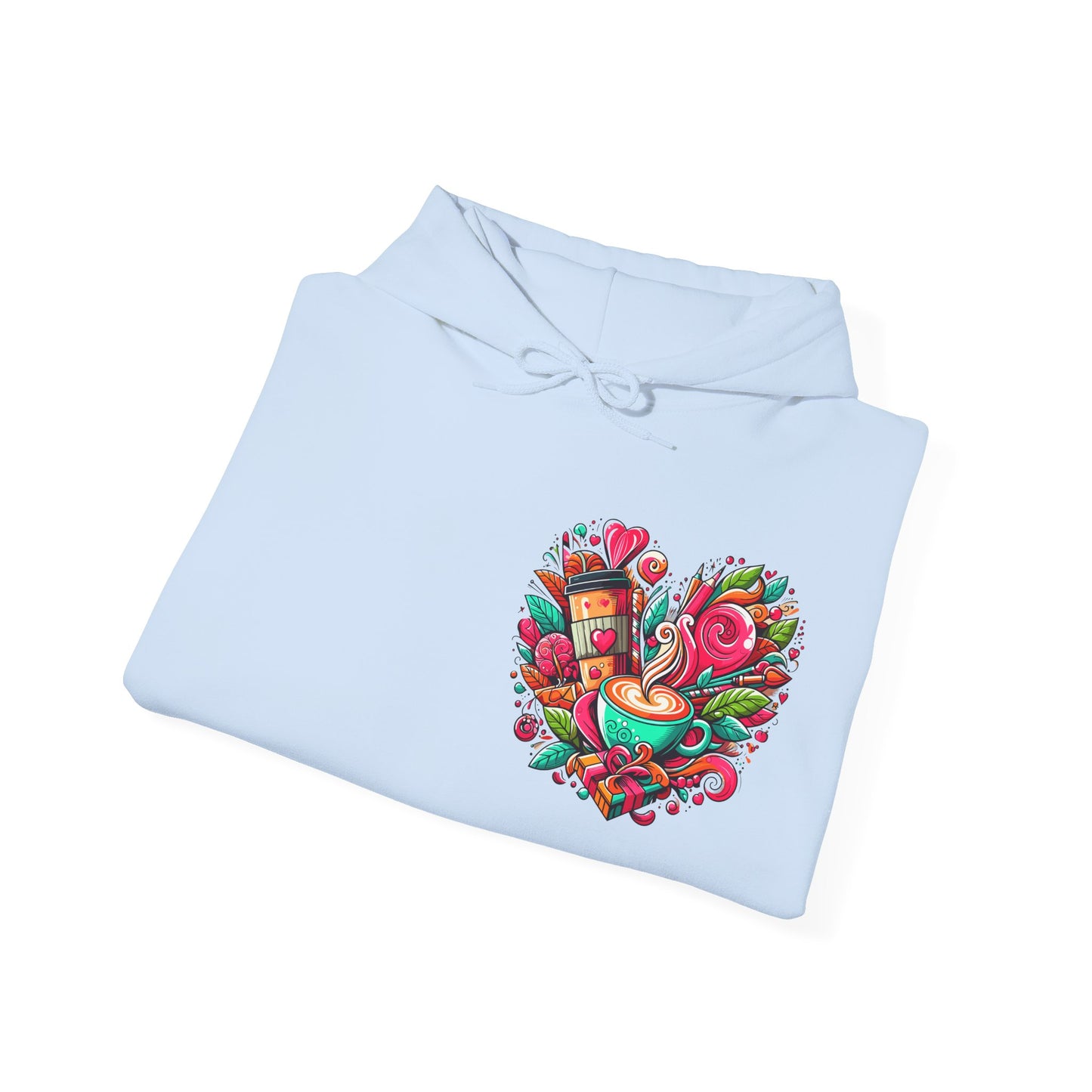 Urban Brew: Vibrant Graffiti Coffee Love Heart Hoodie