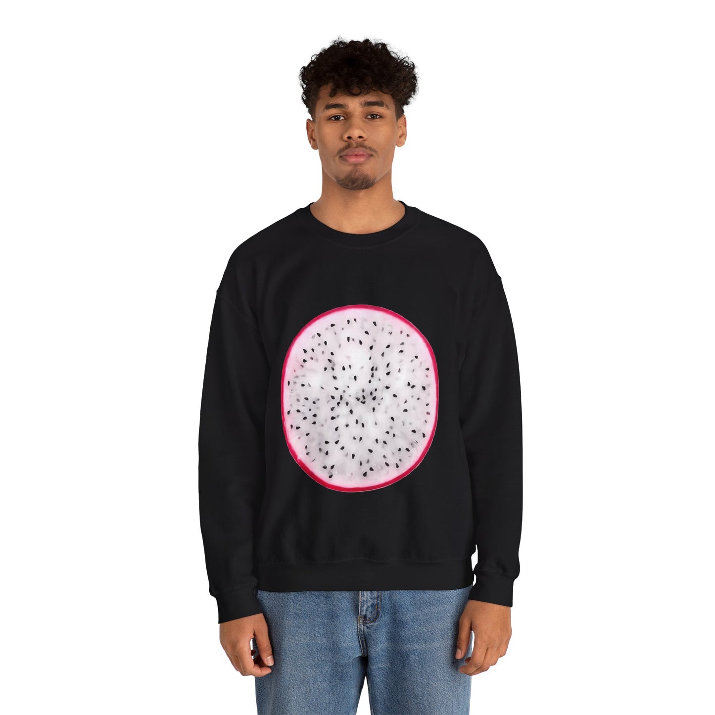 Dragon Fruit Slice Crewneck Sweatshirt | Aesthetic "Pitaya" Pullover | Funny Lazy Halloween Costume & Foodie Gif